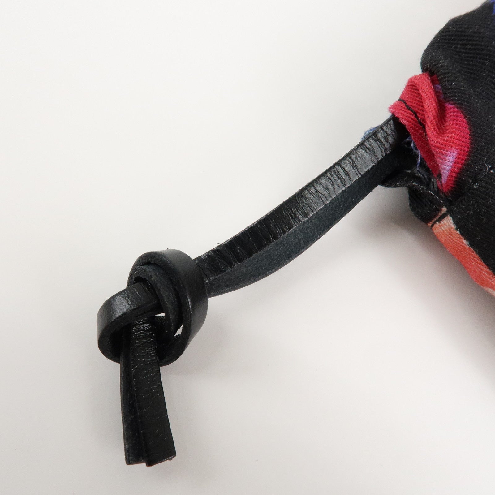 LOEWE Canvas Leather Drawstring Pouch Black Pink Used