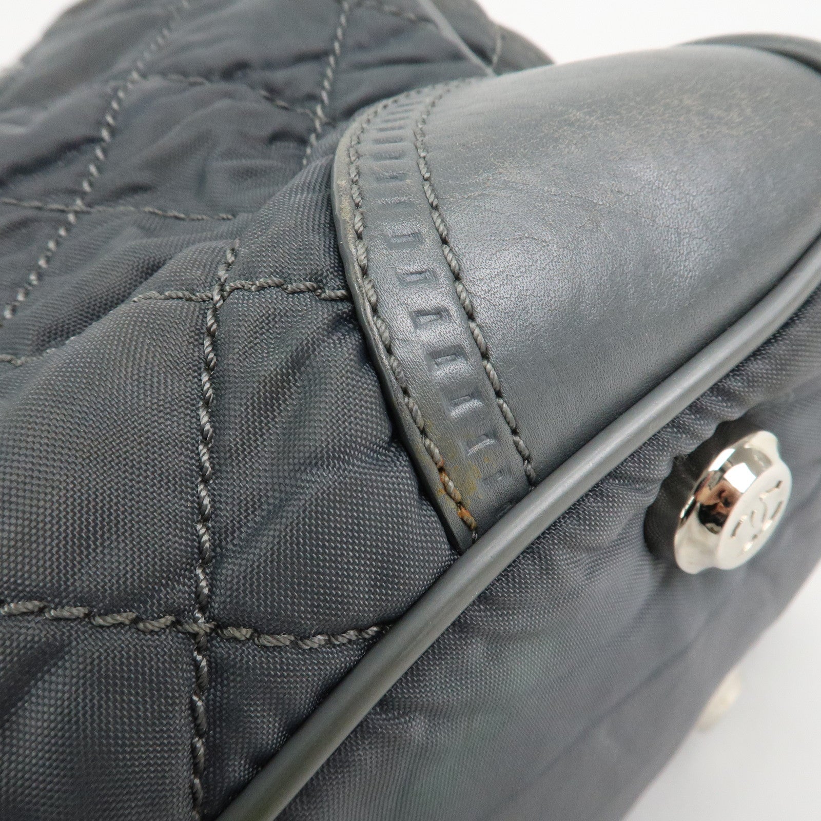 CHANEL Paris New York Line Wild Stitch Nylon Leather Tote Bag Used