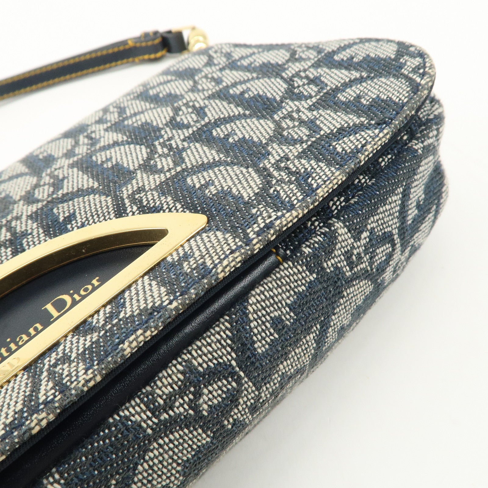 Christian Dior Maris Pearl Trotter Canvas Leather Shoulder Bag Used
