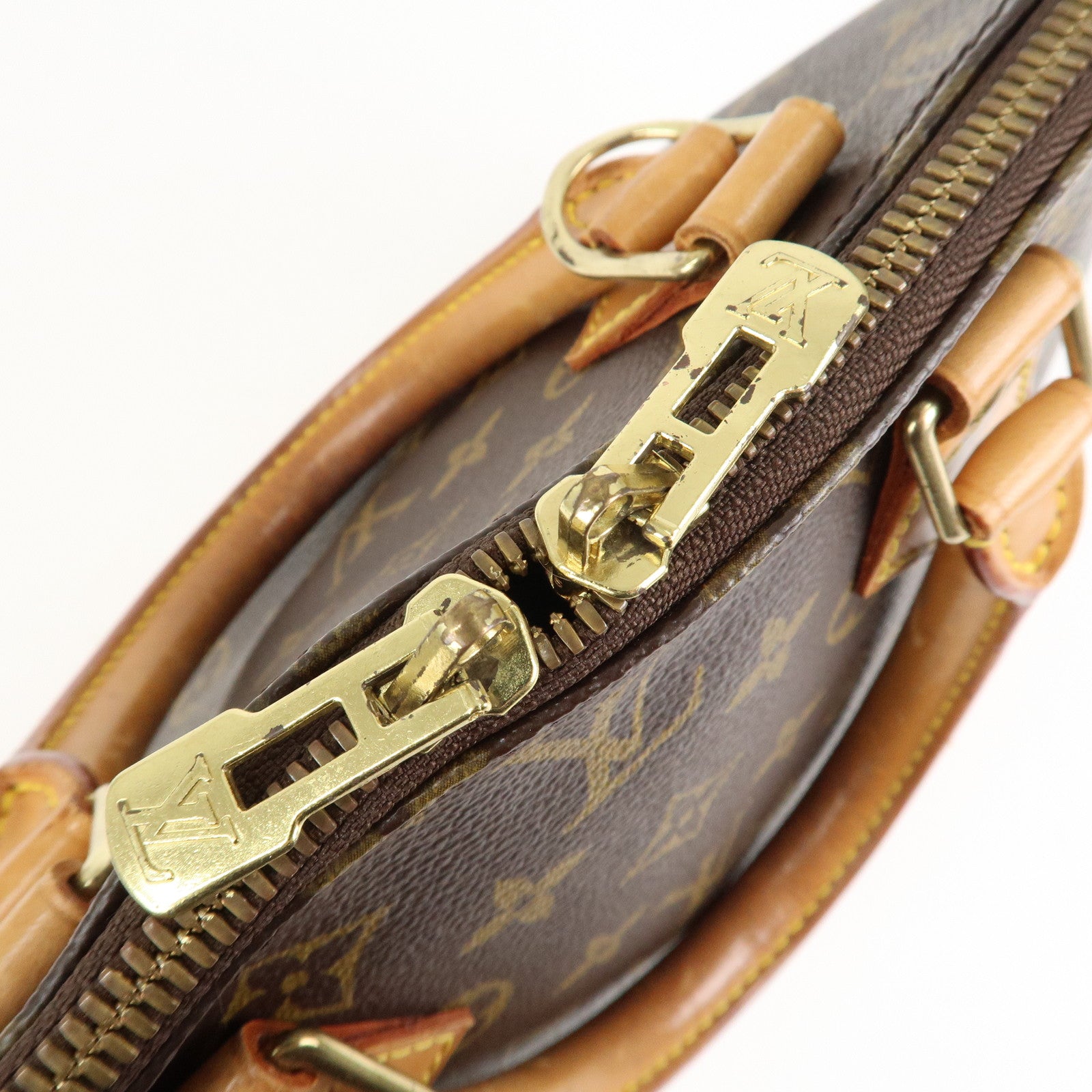 Louis Vuitton Monogram Alma Hand Bag Brown Gold Hardware M51130 Used