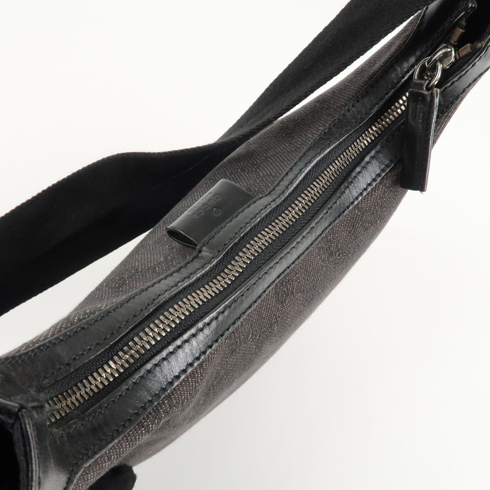 GUCCI GG Denim Leather Shoulder Bag Dark Brown 101682 Used