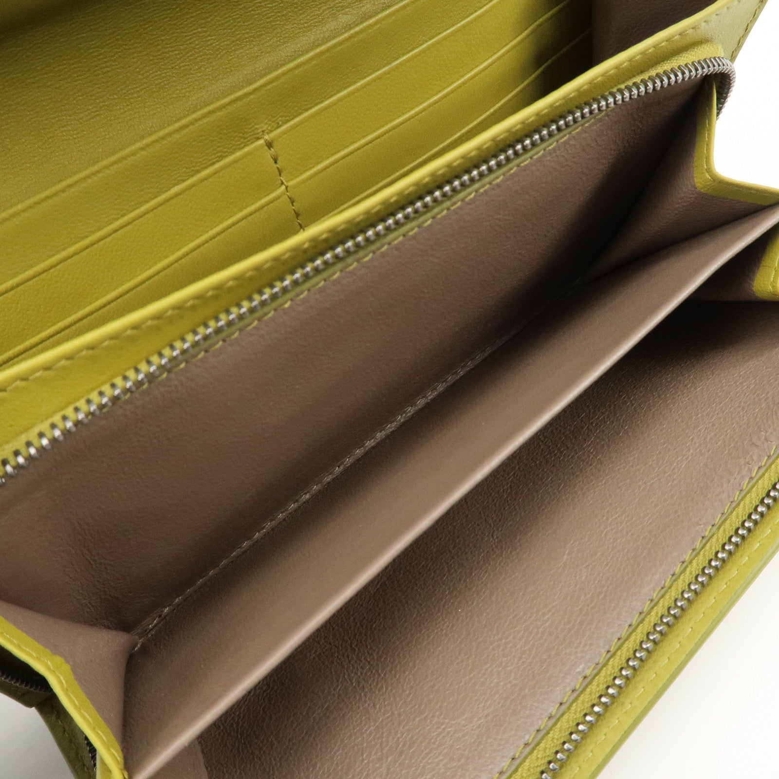 BOTTEGA VENETA Intrecciato Leather Bi-fold Long Wallet Yellow Used