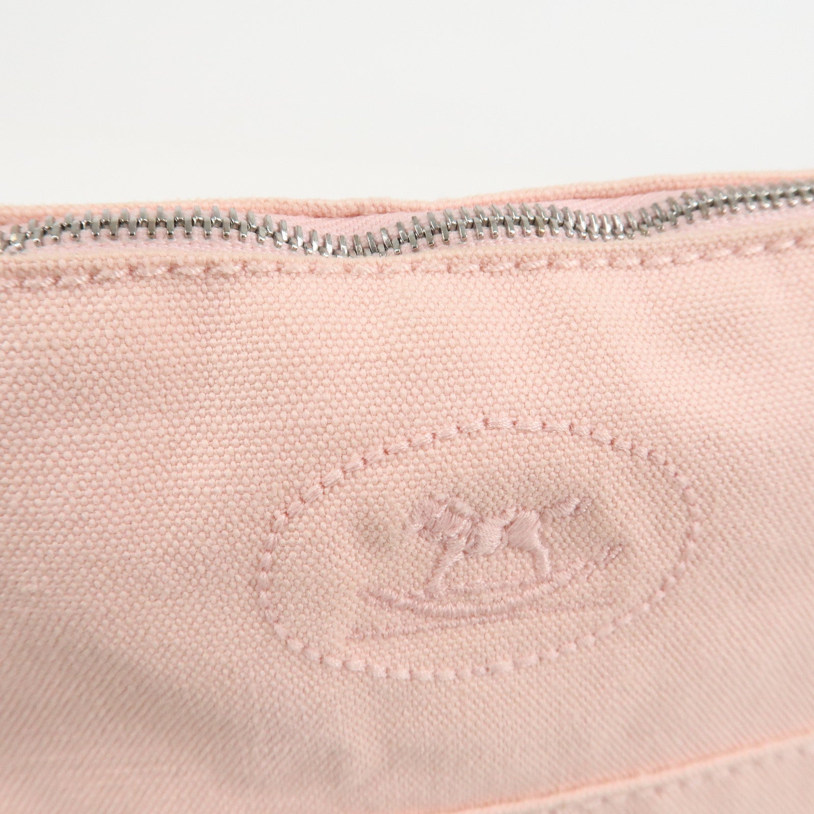 HERMES Canvas Leather Bolide PM Pouch Cosmetic Pouch Pink Used