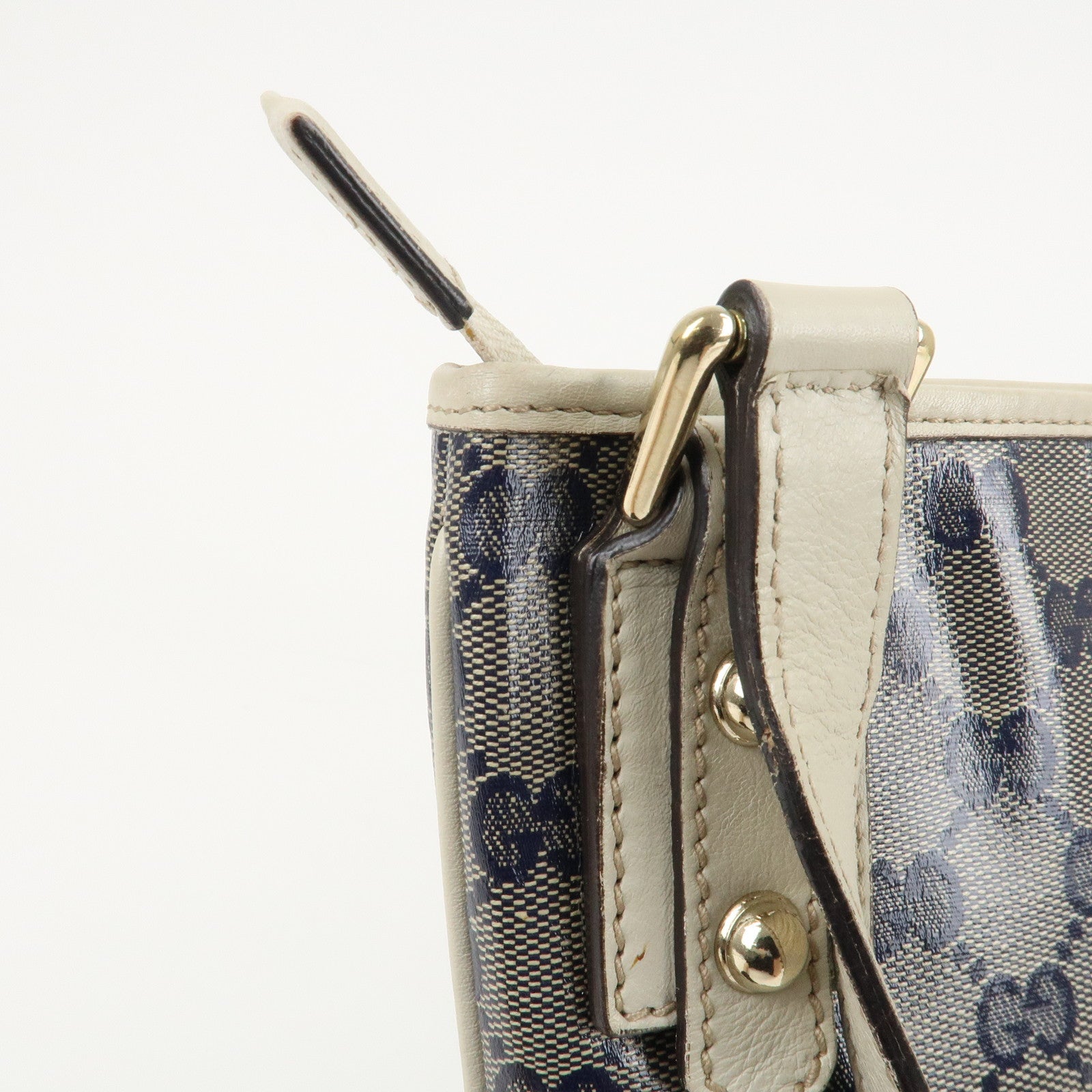 GUCCI Crystal GG Canvas Leather Shoulder Bag *Outlet 257246 Used