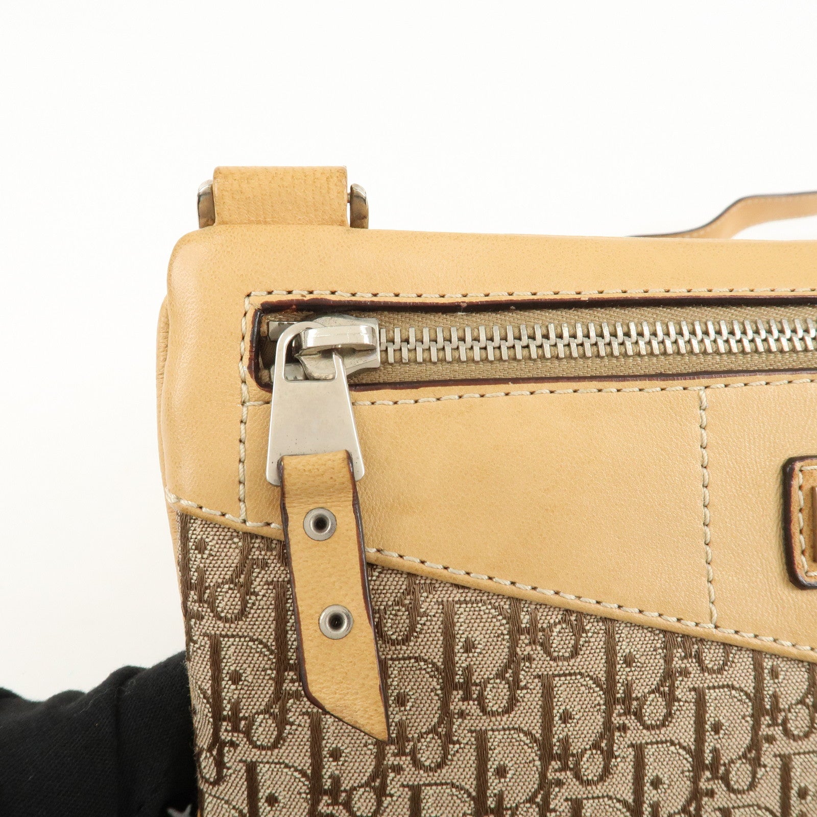 Christian Dior Street Chic Trotter Canvas Leather Shoulder Bag Used