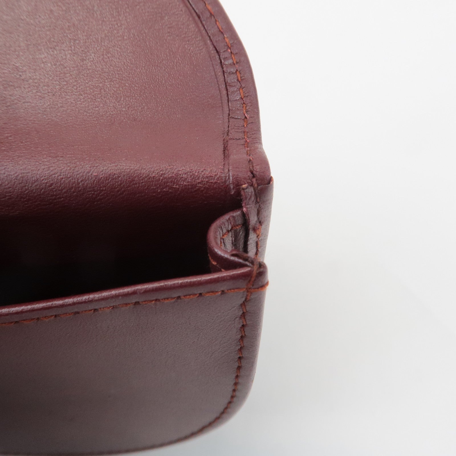 Cartier Mastline Leather Coin Case Coin Wallet Bordeaux Used