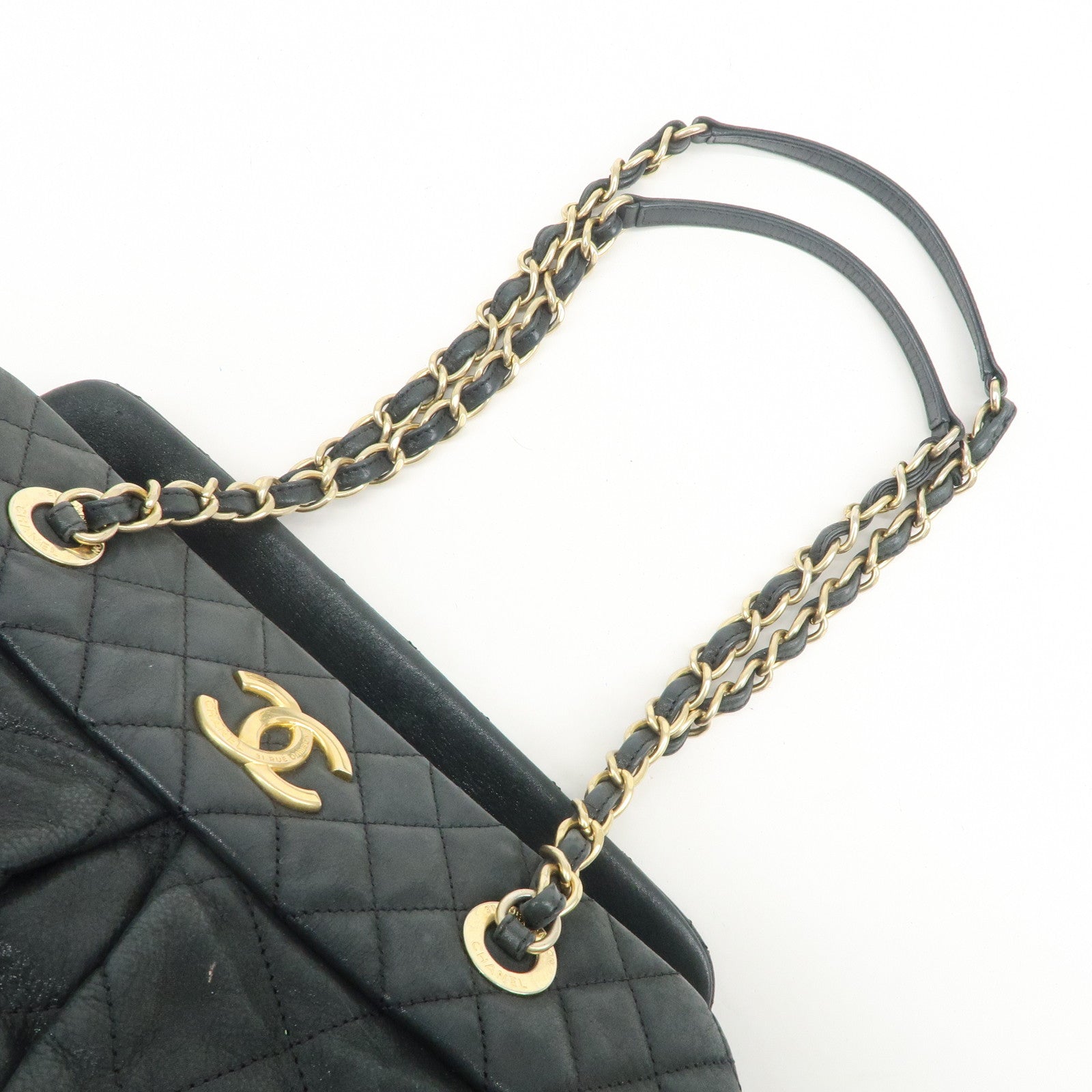 CHANEL Matelasse COCO Mark Lamb Skin Shoulder Bag Black A50475