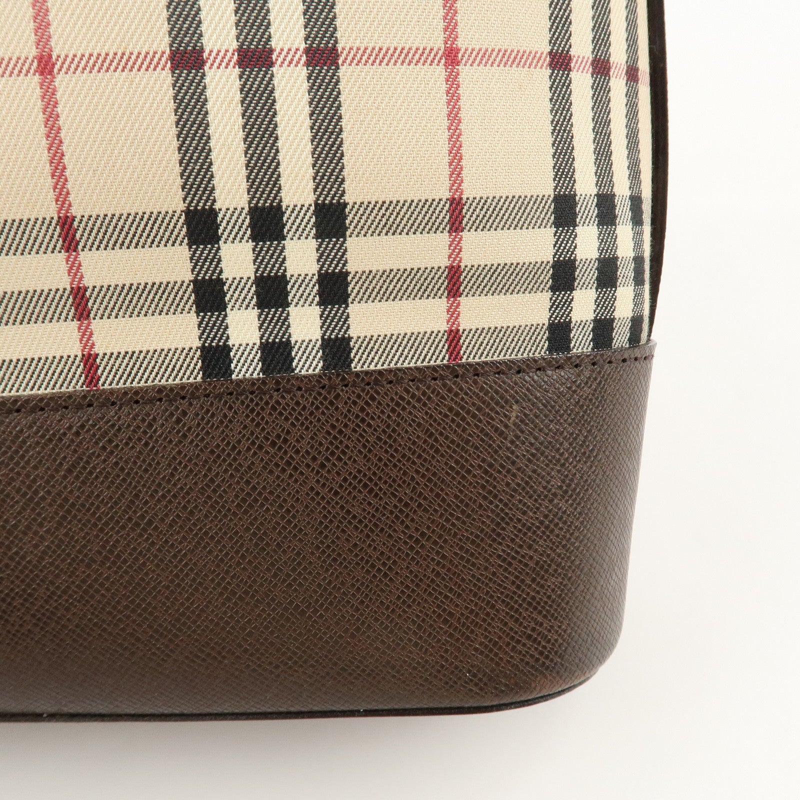 BURBERRY Canvas Leather Nova Plaid Semi Shoulder Bag Used