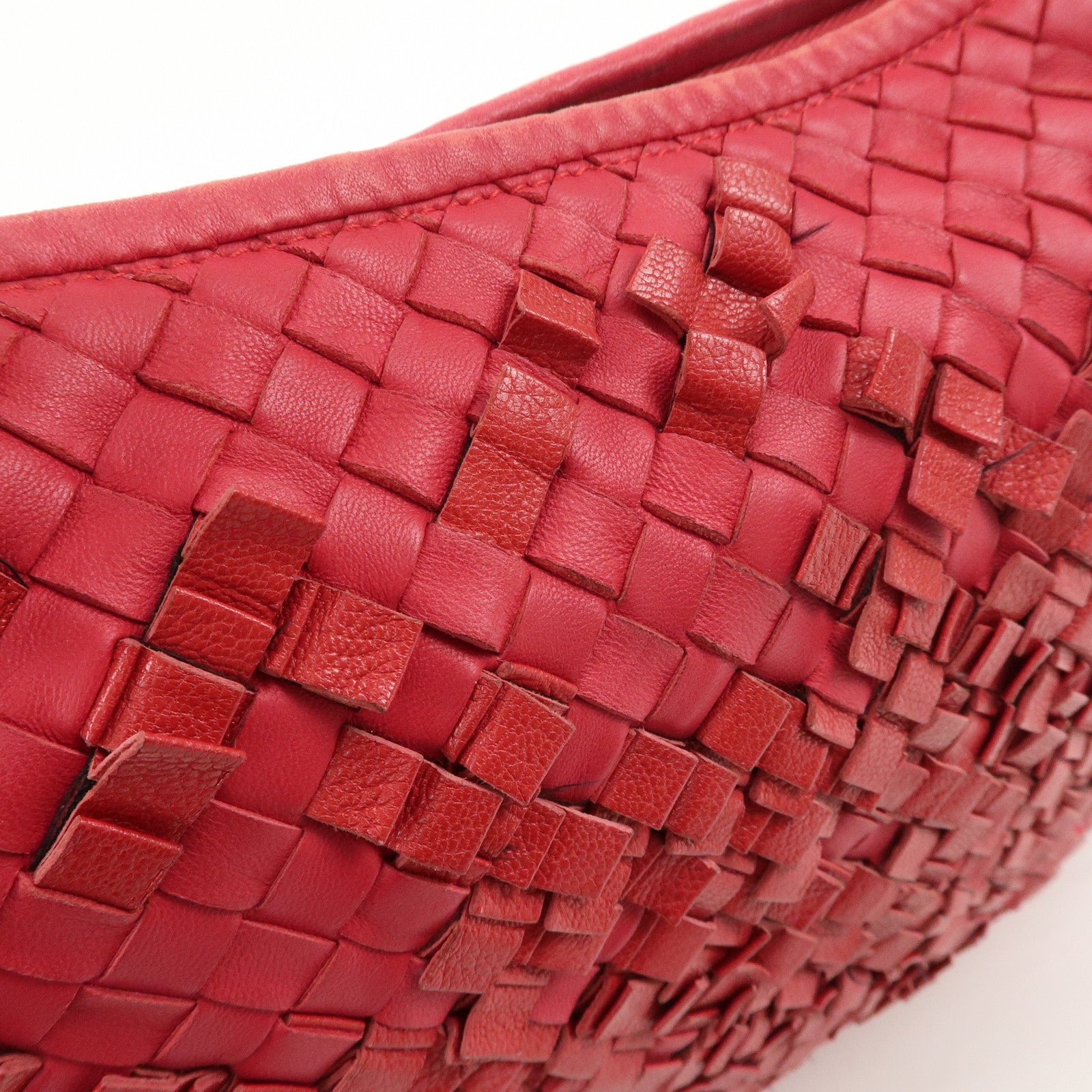 BOTTEGA VENETA Hobo Intrecciato Leather Shoulder Bag Pink 115653 Used