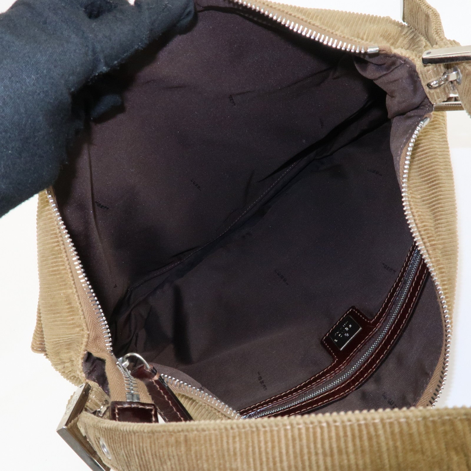 FENDI Corduroy Shoulder Bag Hand Bag Brown Used