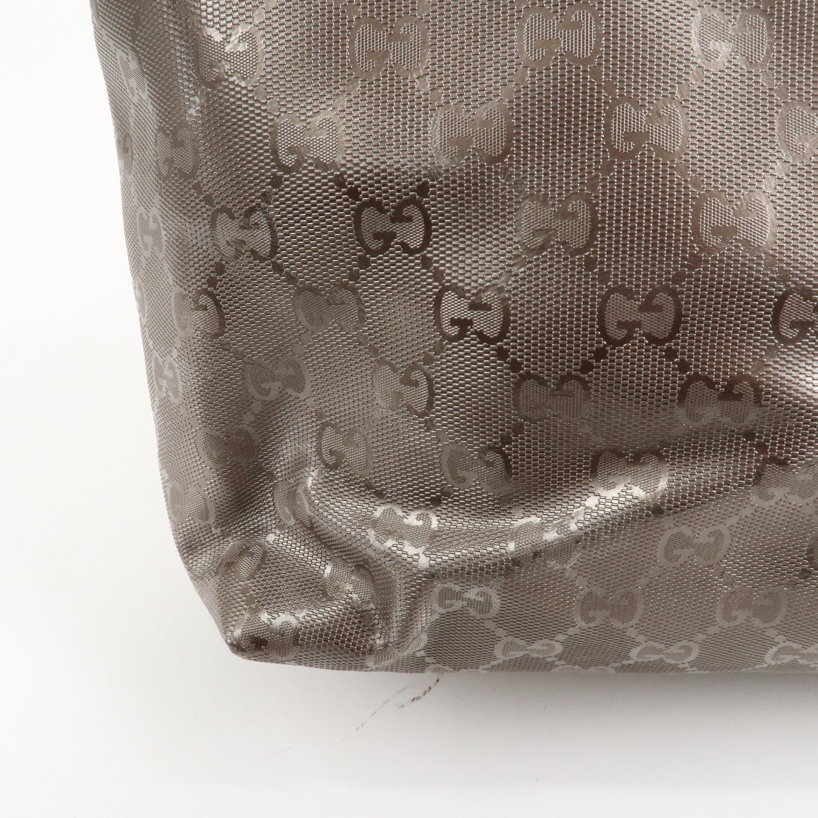 GUCCI GG Imprime PVC Leather Tote Bag Rose Gold 211137 Used