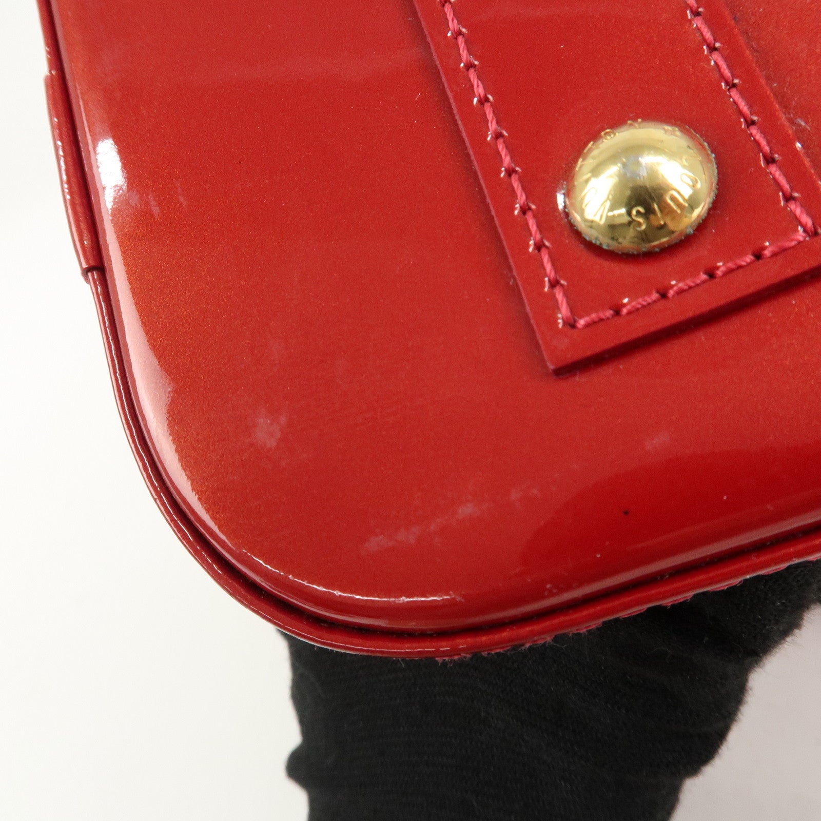 Louis Vuitton Monogram Vernis Alma BB 2Way Bag Red M91606 Used