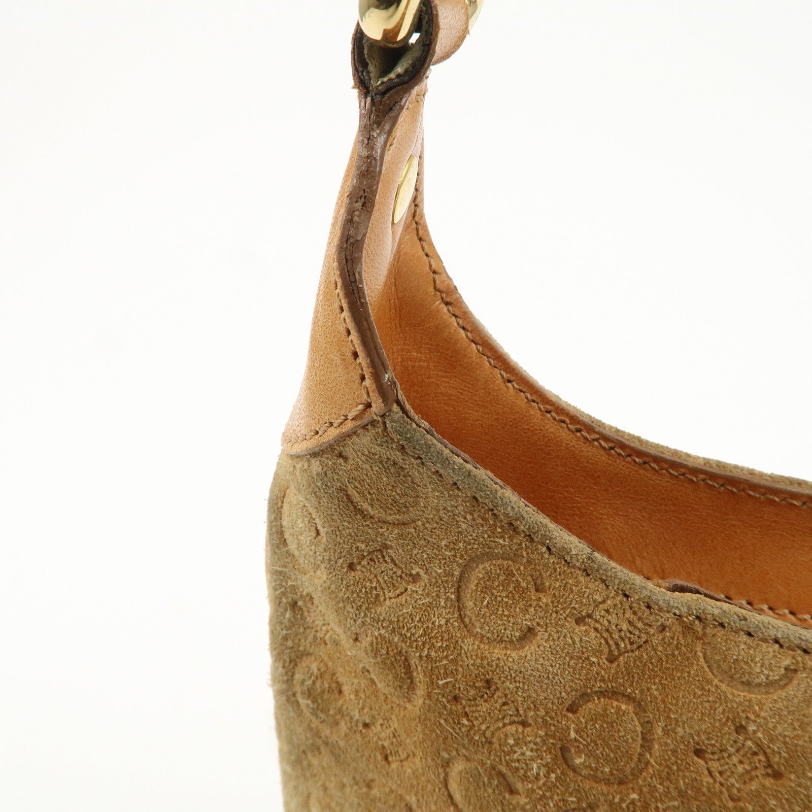 CELINE C Macadam Suede Leather Shoulder Bag Brown Used