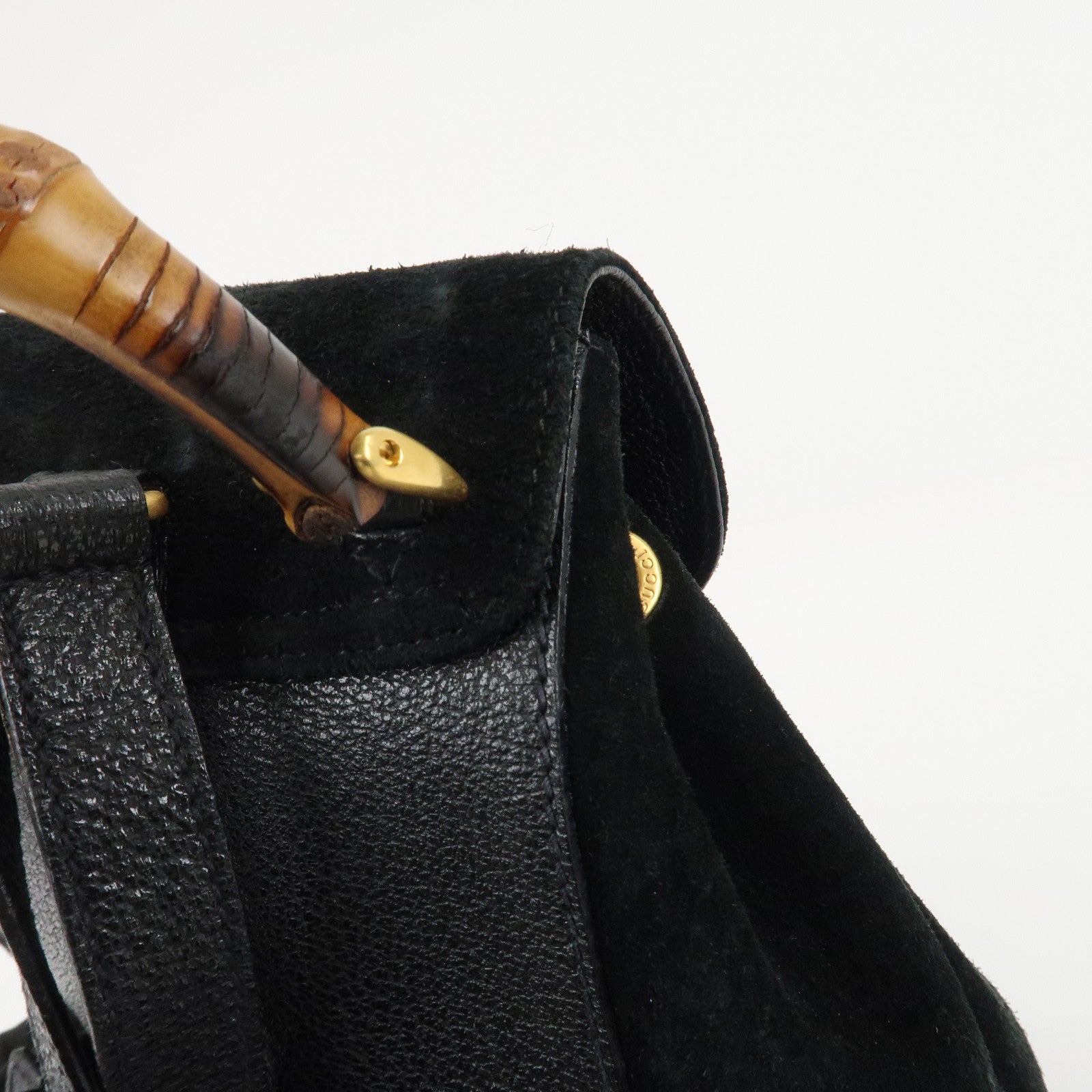 GUCCI Bamboo Leather Suede Mini Back Pack Black 003.1705.0030 Used
