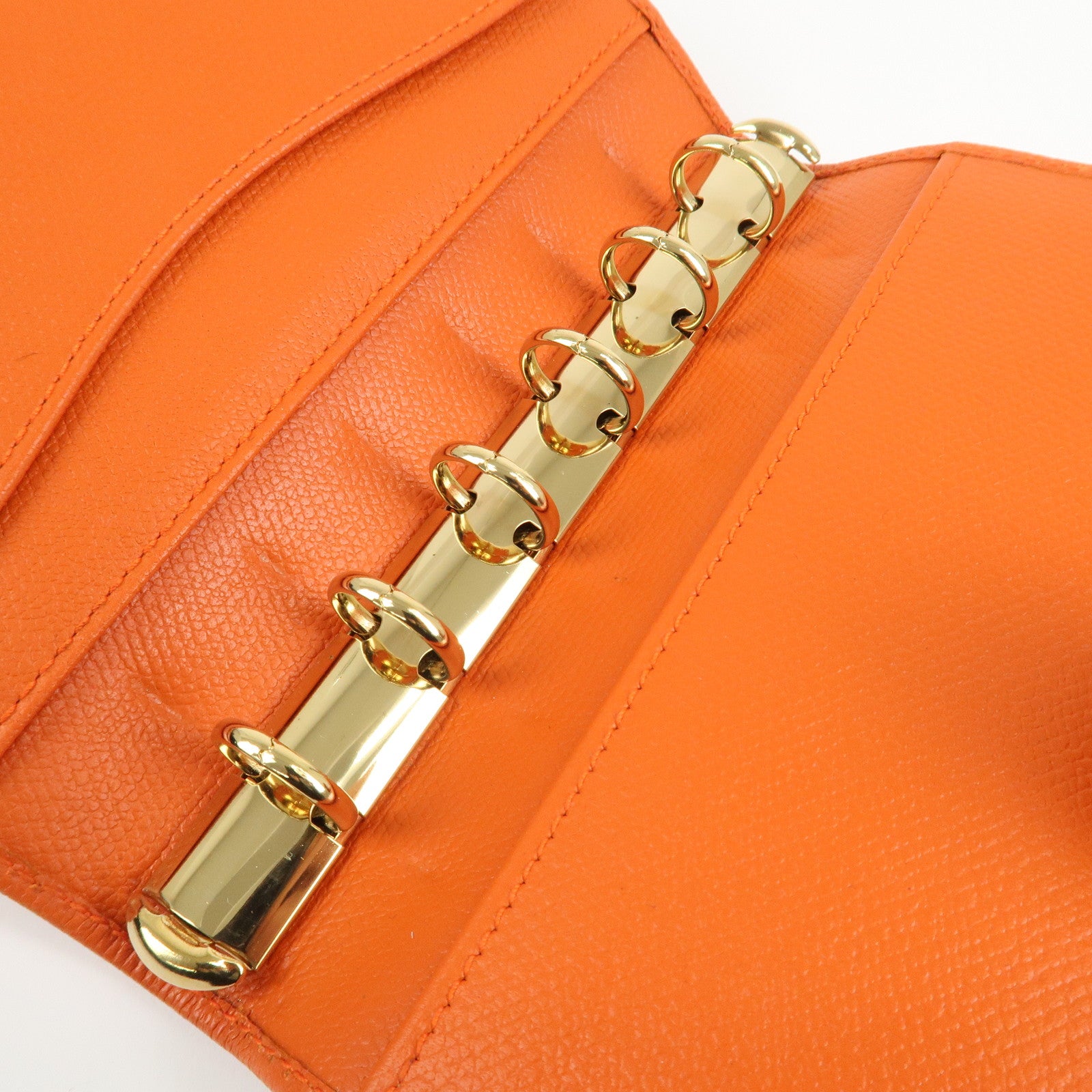 CHANEL Leather Planner Cover Orange Gold Hardware Used