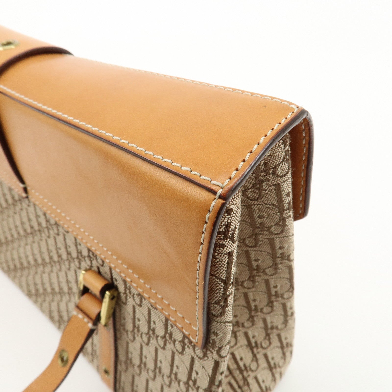 Christian Dior Trotter Street Chic Canvas Leather Shoulder Bag Used