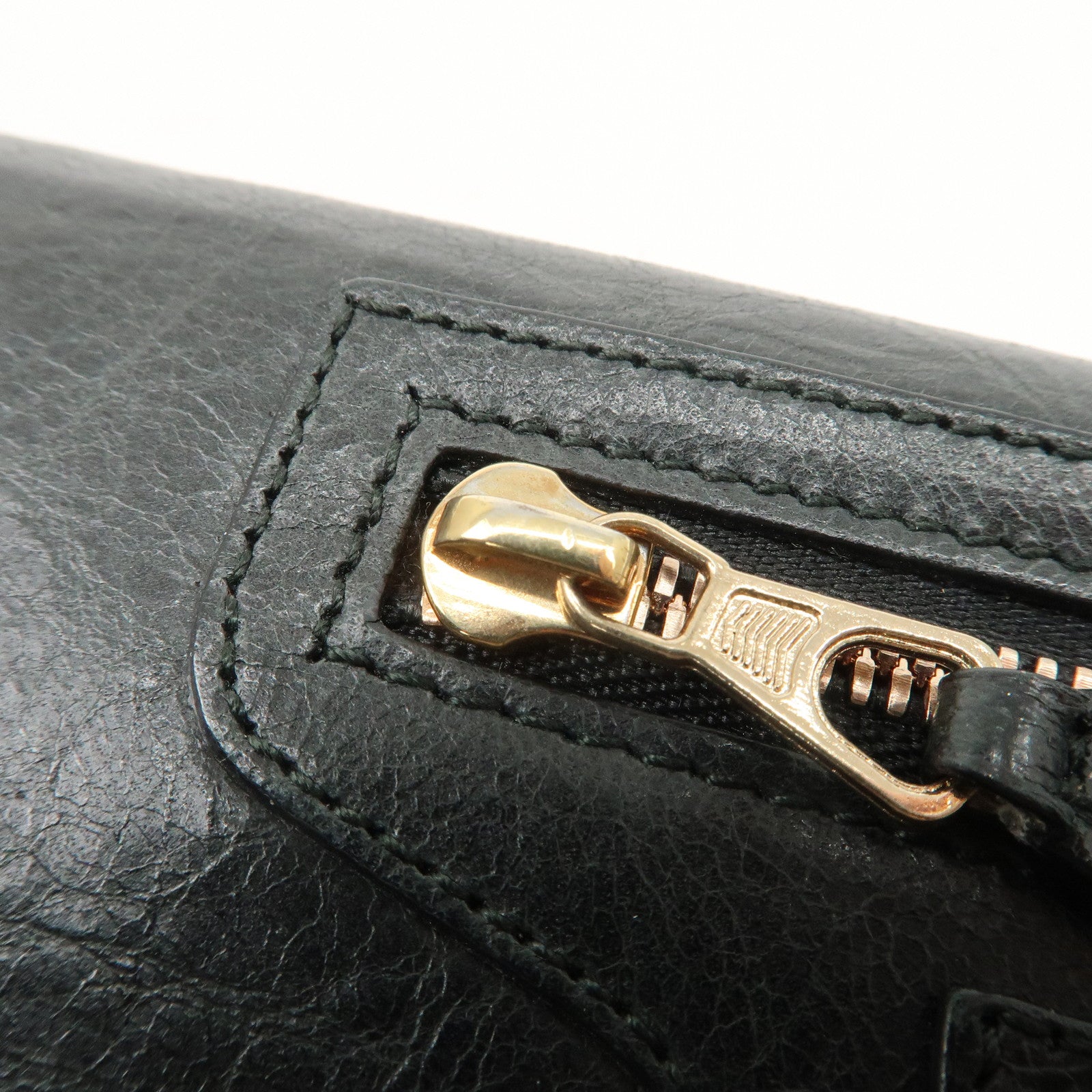BALENCIAGA Giant Money Leather Bi-fold Long Wallet 233599 Black Used