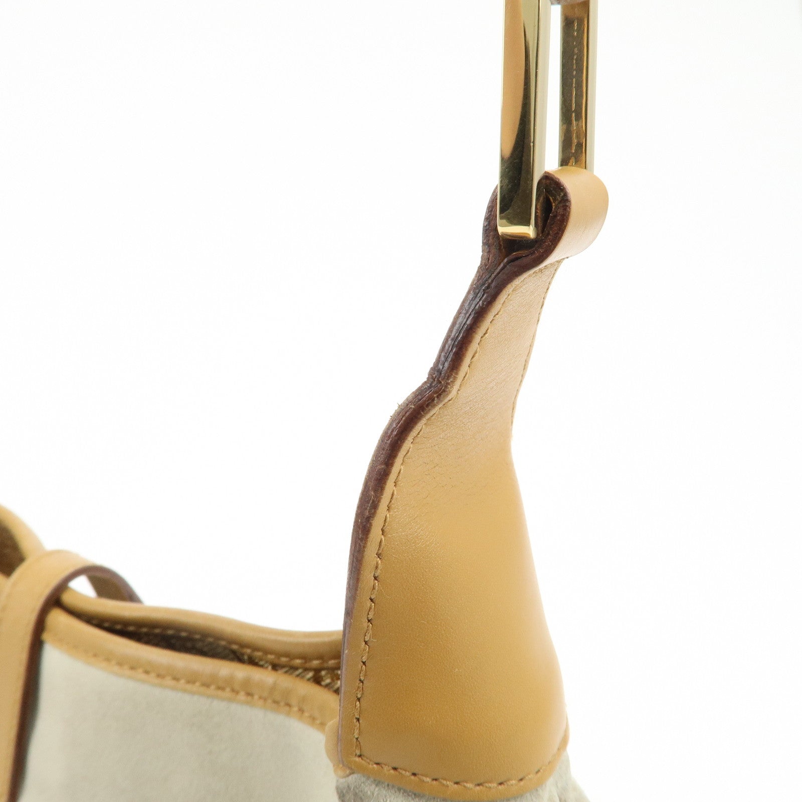 GUCCI Bamboo Suede Leather Shoulder Bag Gray Brown 001.4060 Used