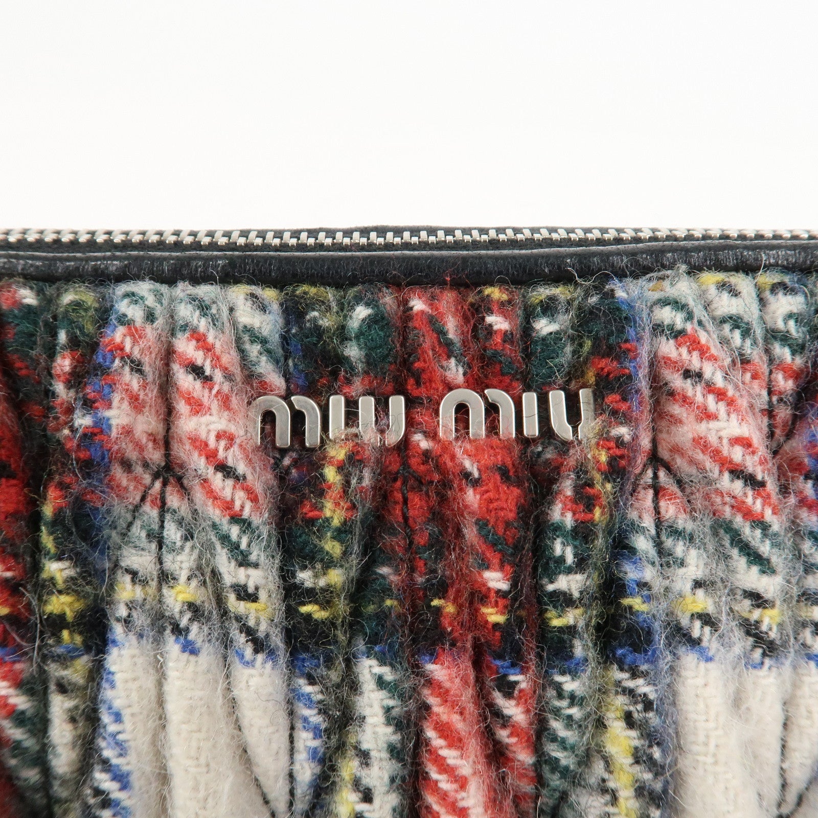 MIU MIU Matelasse Wool Leather Chain Shoulder Bag Red Used
