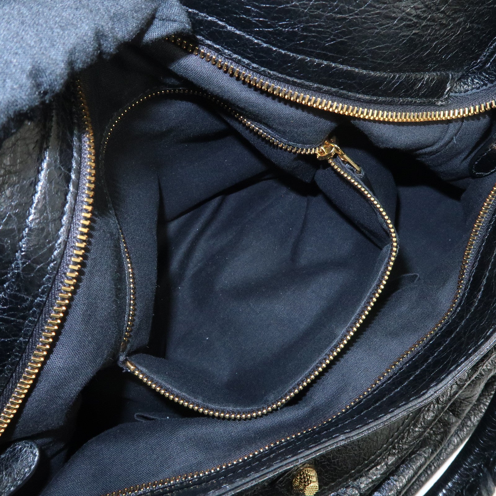 BALENCIAGA Leather The Giant Velo Hand Bag Black 28201 Used