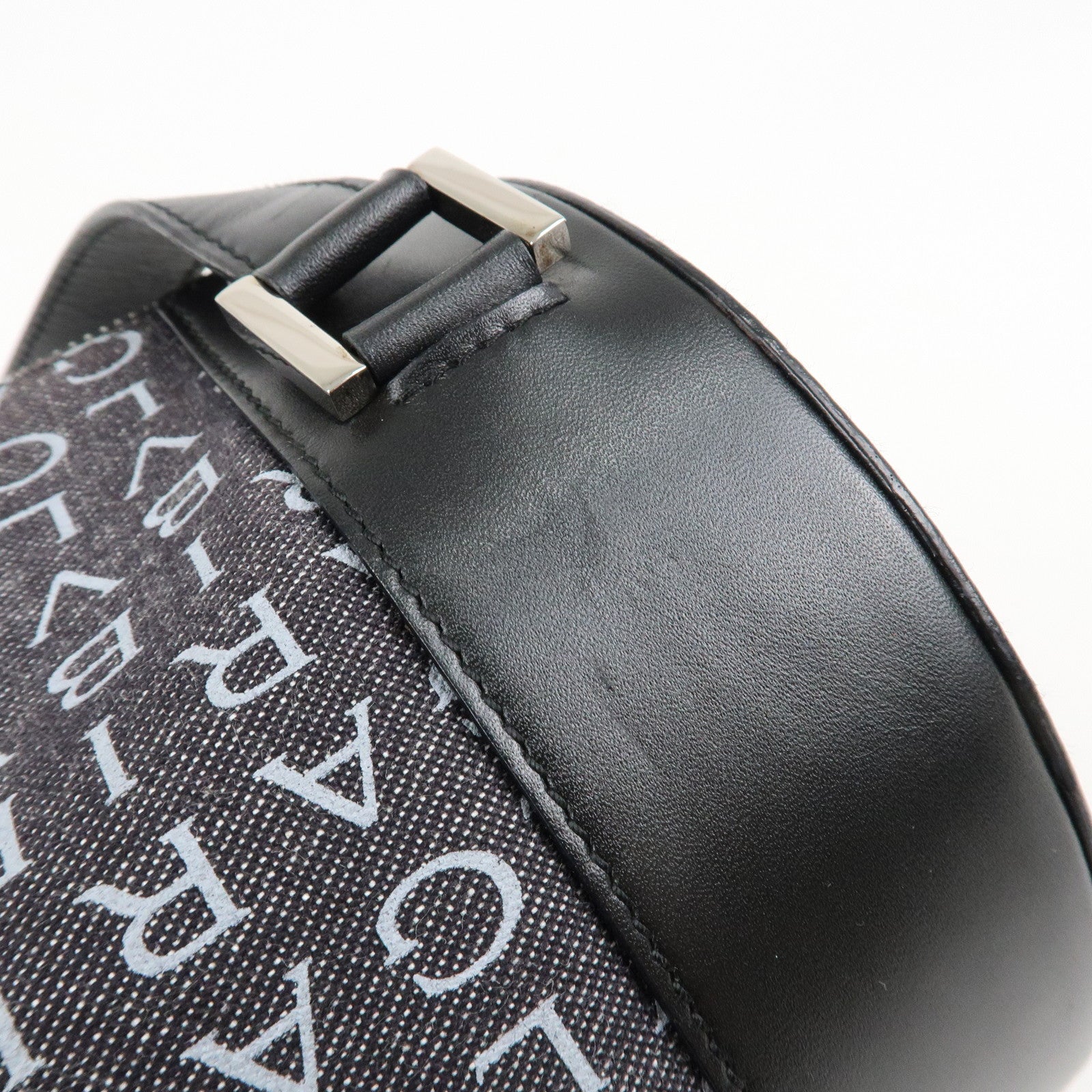 BVLGARI Logo Mania Canvas Leather B-Zero 1 Shoulder Bag Black Used