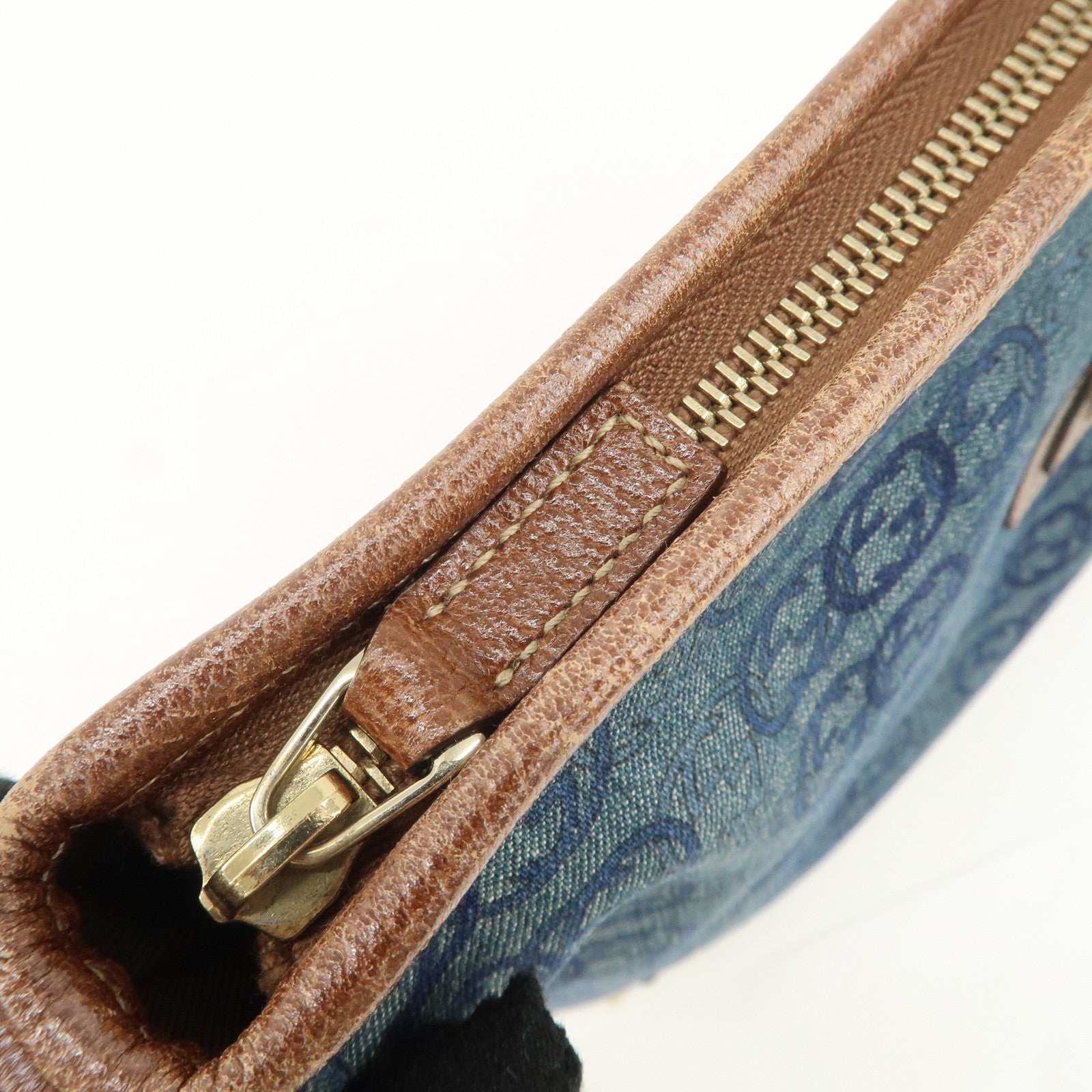 GUCCI Interlocking Abbey Denim Leather Shoulder Bag 131326 Used