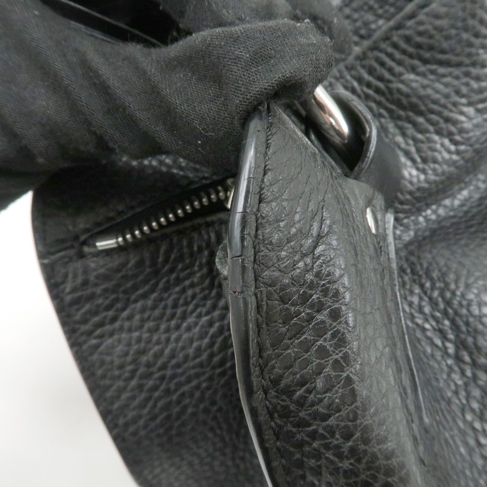 CELINE Leather Shoulder Bag Hand Bag Silver Hardware Black Used