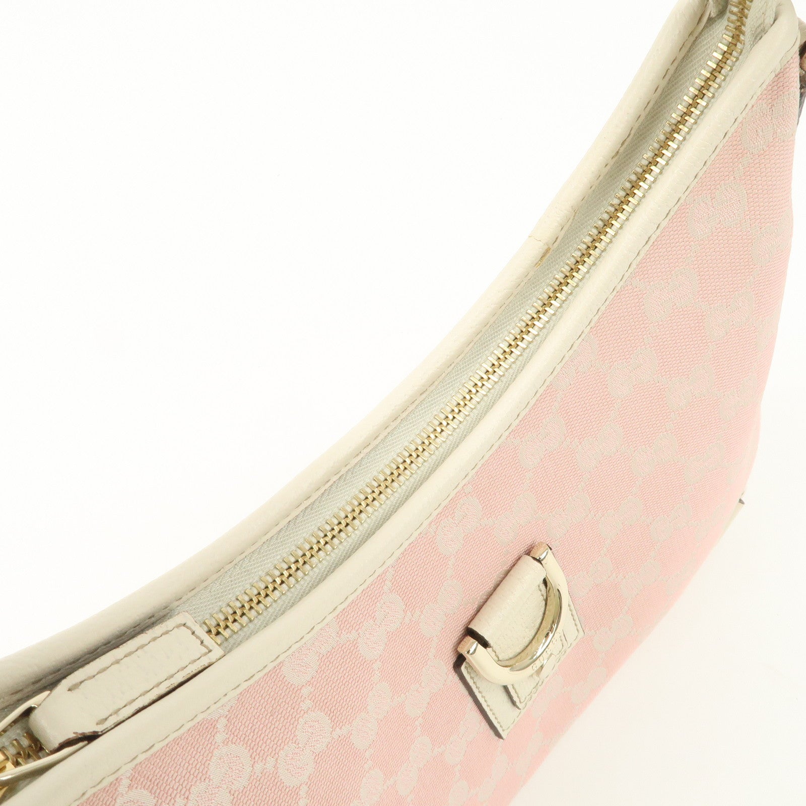 GUCCI Abbey GG Canvas Leather Shoulder Bag Ivory Pink 130738 Used