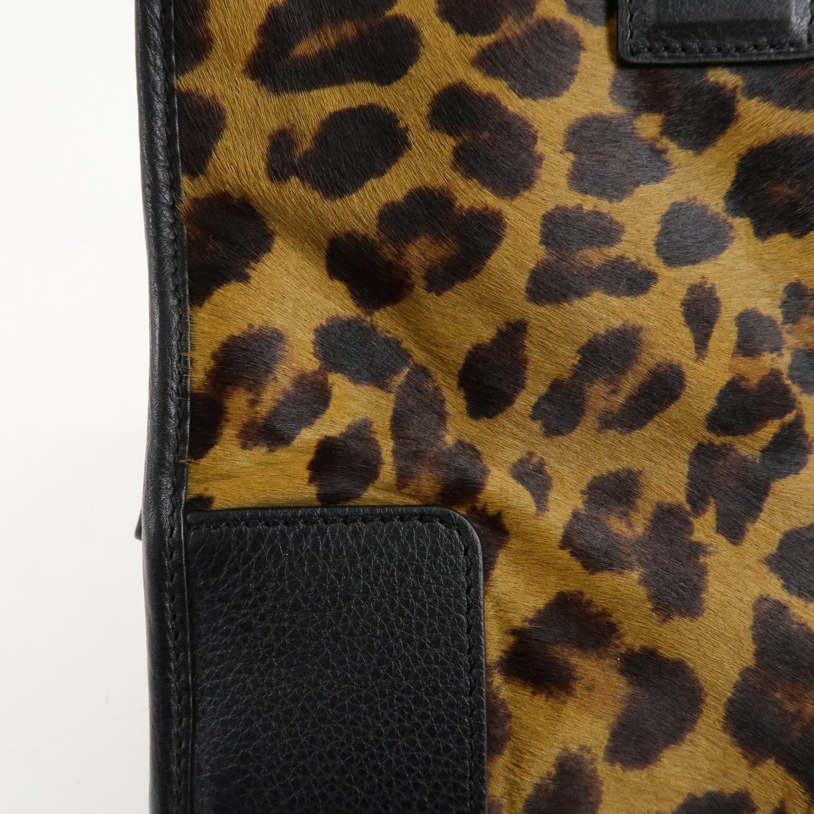 LOEWE Unborn Calf Leather Amasona 36 Hand Bag Brown Black Used