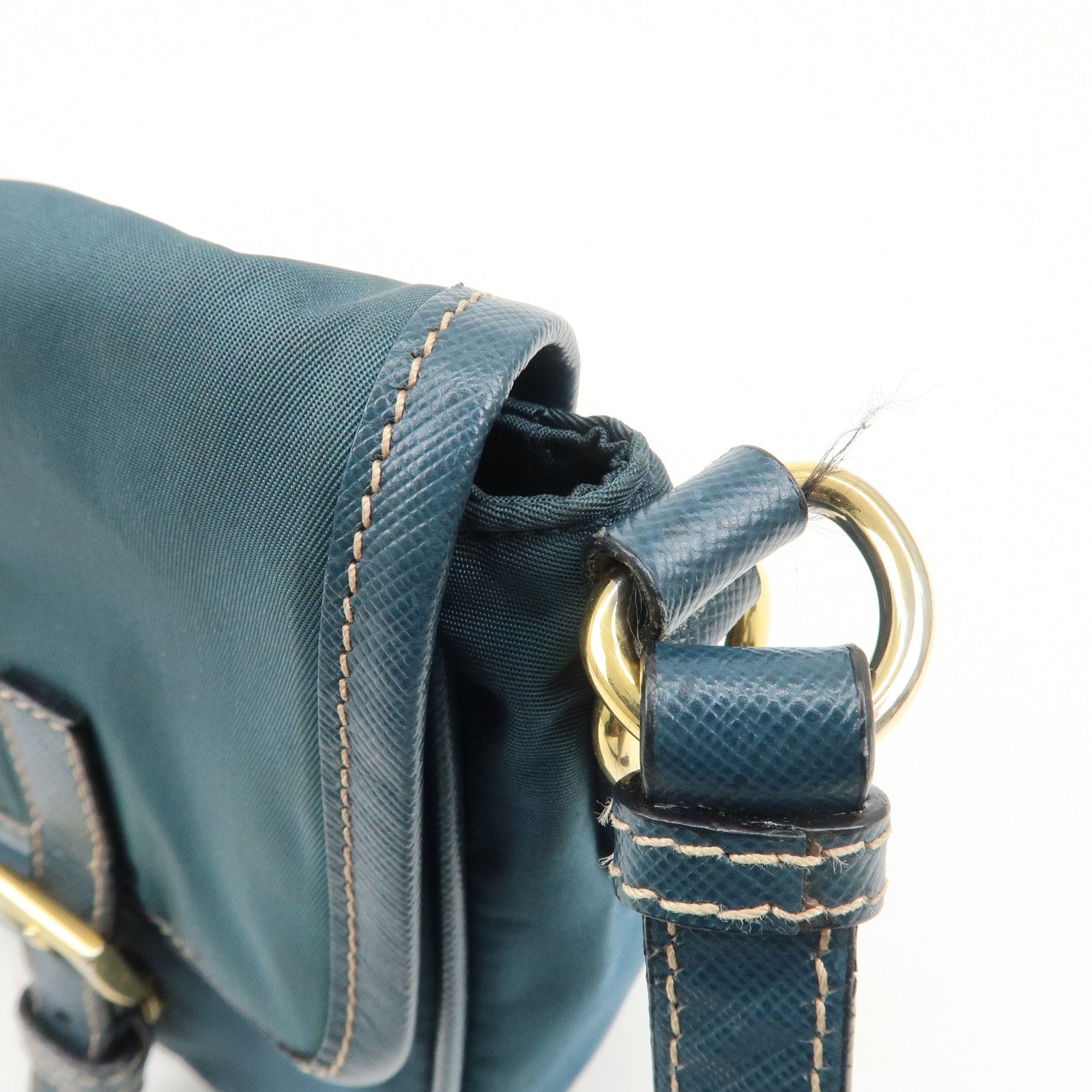 PRADA Nylon Leather Shoulder Bag Crossbody Bag Green BT0772 Used