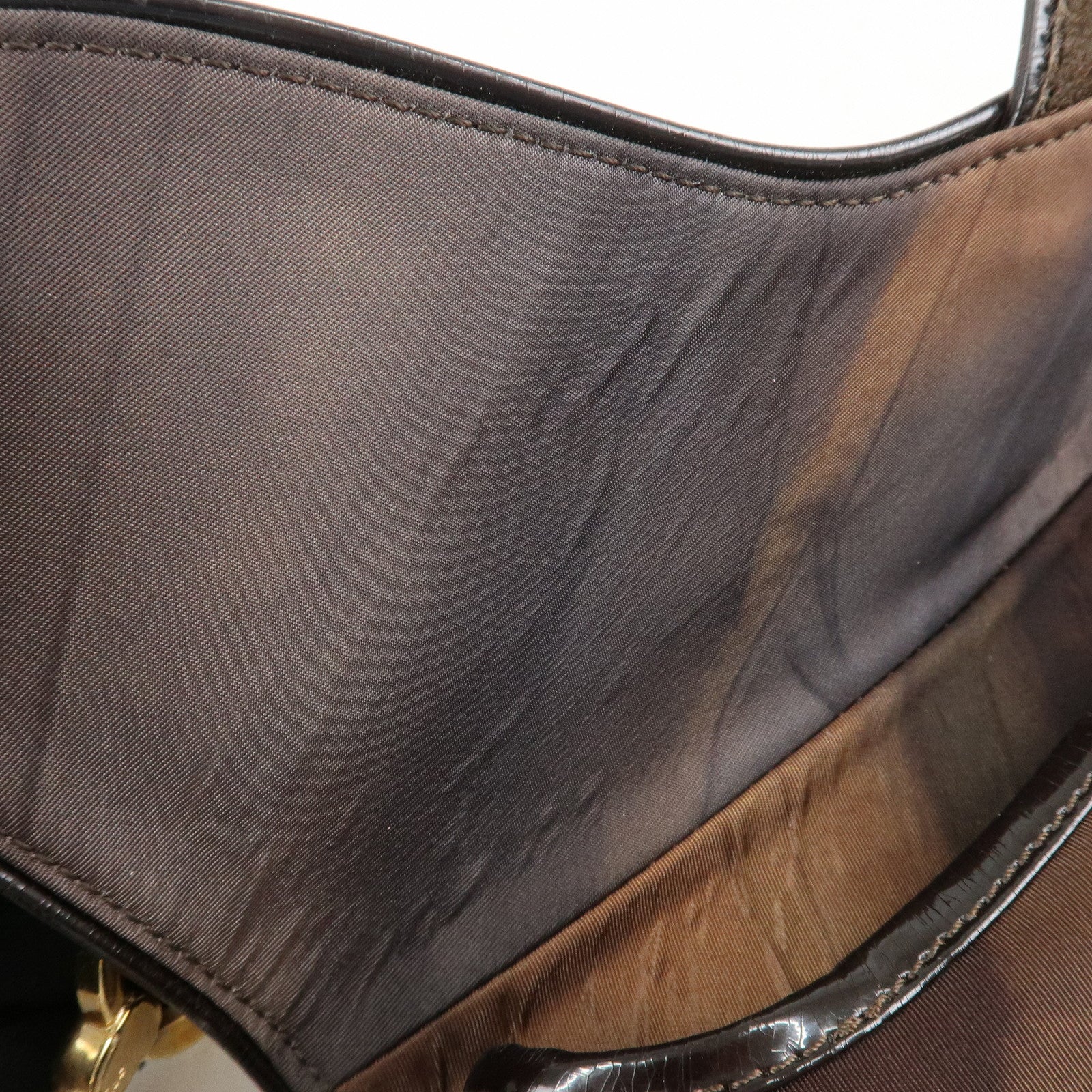 Christian Dior Nylon Canvas Patent Leather Saddle Bag Shoulder Bag Used