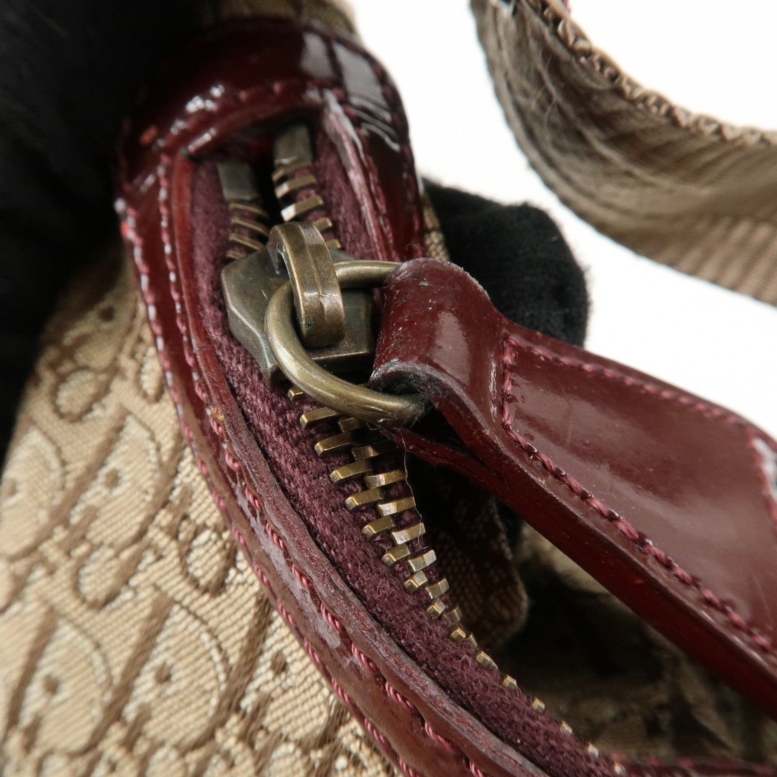 Christian Dior Trotter Canvas Patent Leather Suede Shoulder Bag Used