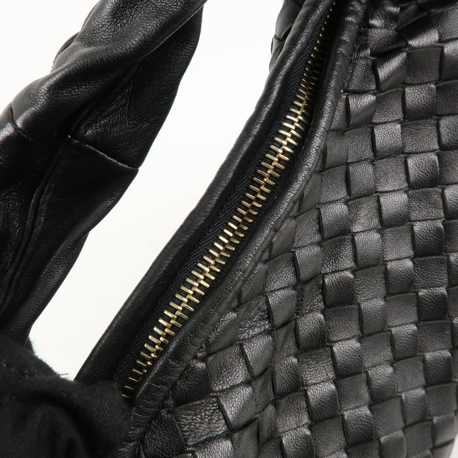 BOTTEGA VENETA Hobo Intrecciato Leather Shoulder Bag Black 115653 Used