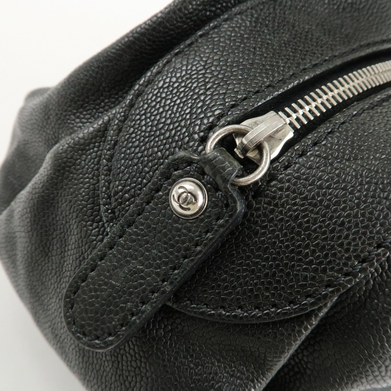 CHANEL Matelasse Caviar Skin Boston Bag Hand Bag Black A33046 Used
