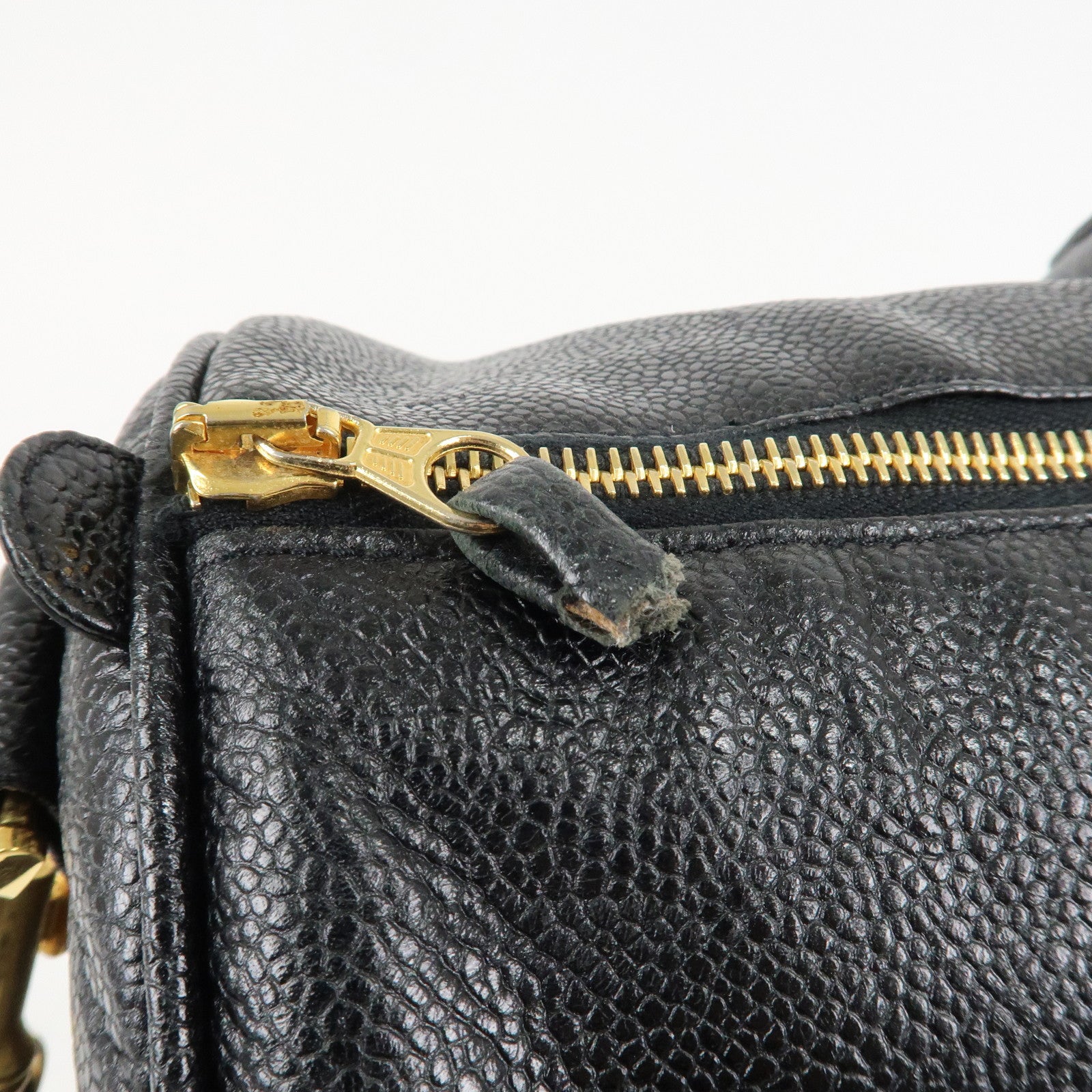 CHANEL Caviar Skin Large COCO 2Way Boston Bag Black Used