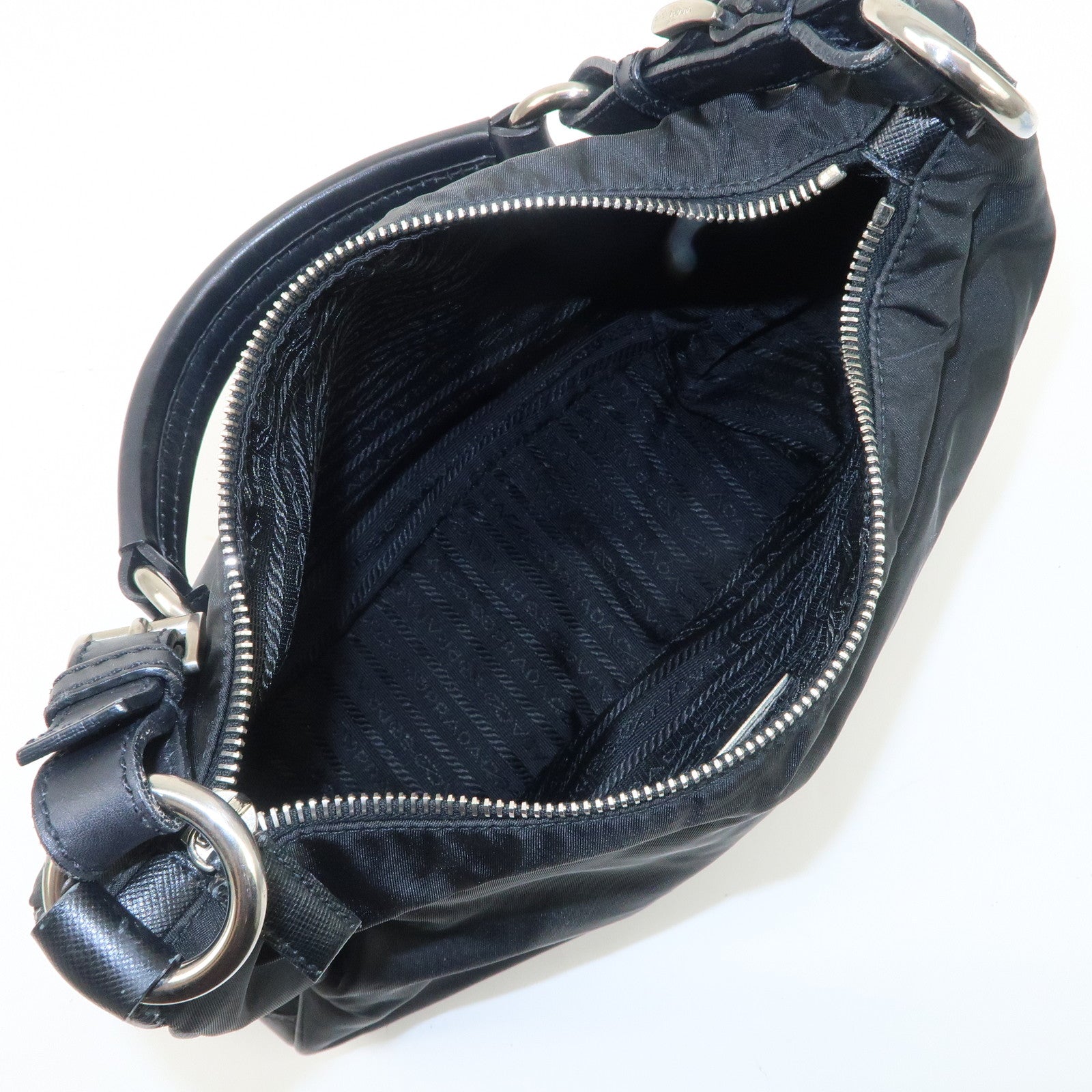 PRADA Nylon Leather Shoulder Bag Black BR2585 Used