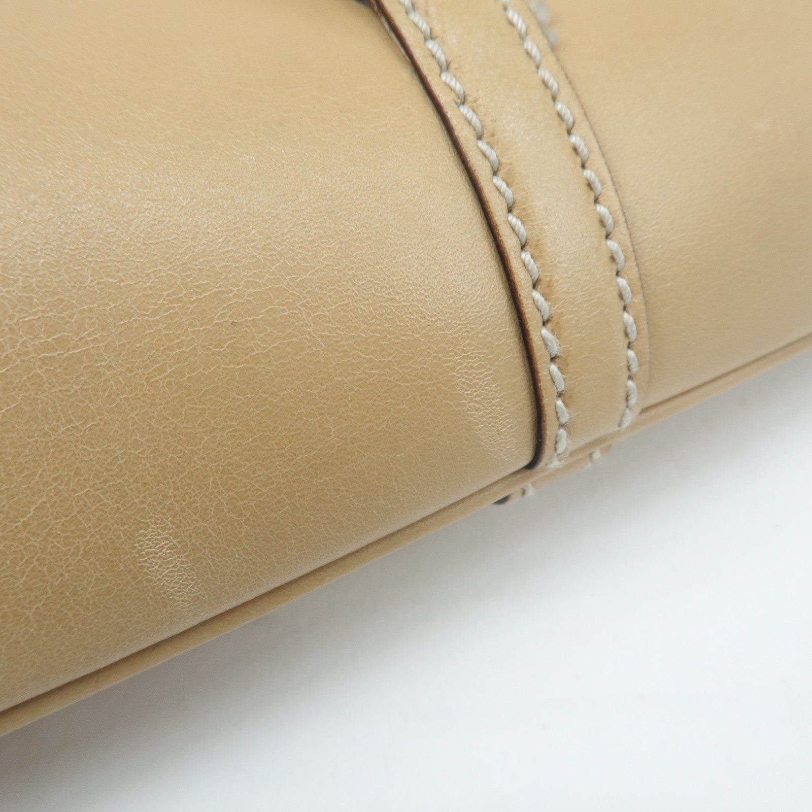 GUCCI Interlocking G Leather Shoulder Bag Beige 114877 Used