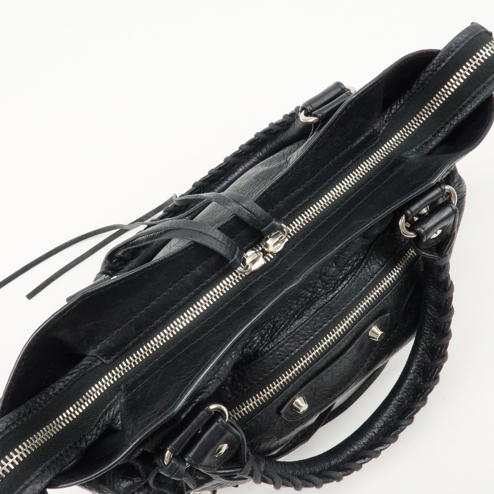 BALENCIAGA The Town Leather 2way Bag Hand Bag Black 240579 Used