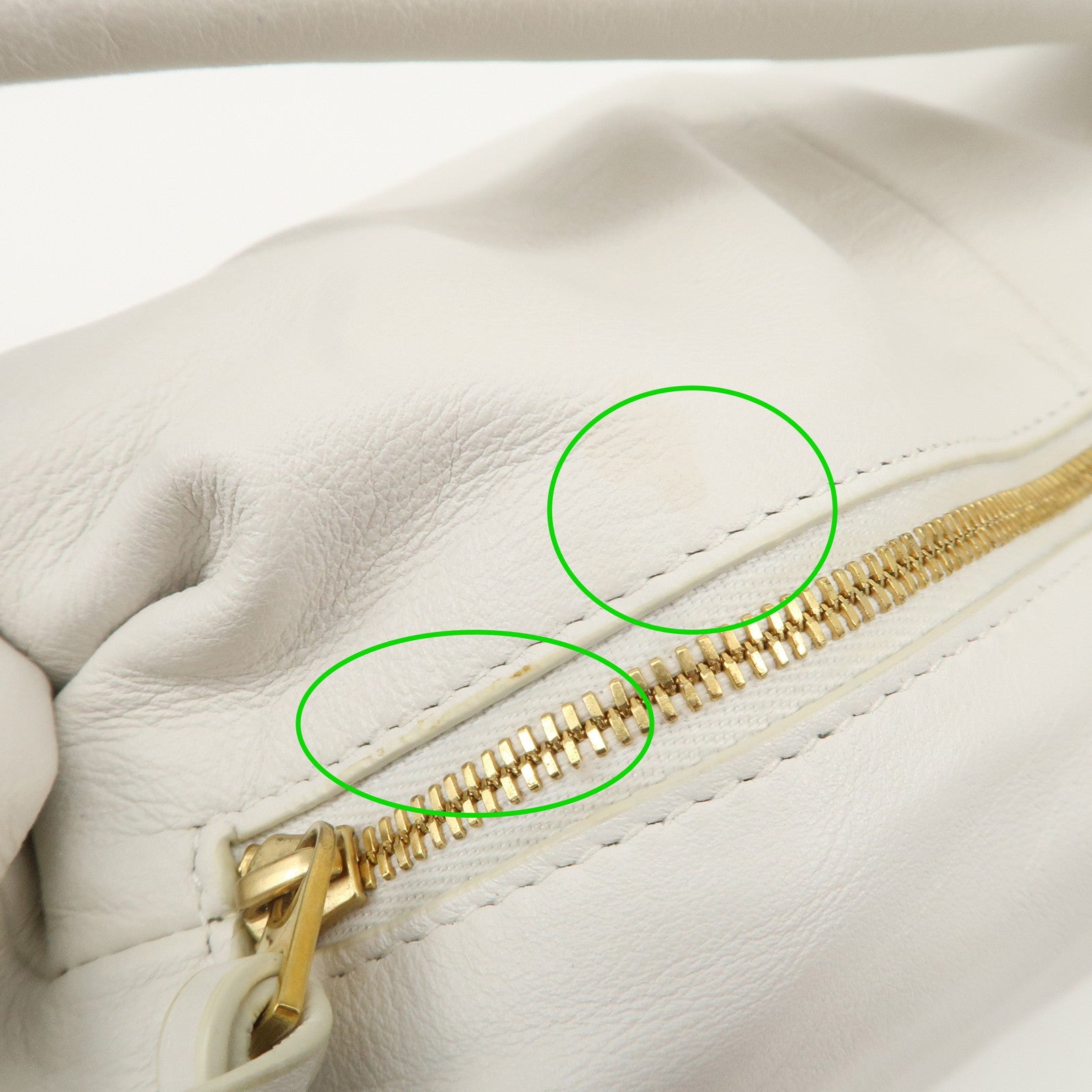 BOTTEGA VENETA Leather Double Knots Hand Bag White 629635 Used