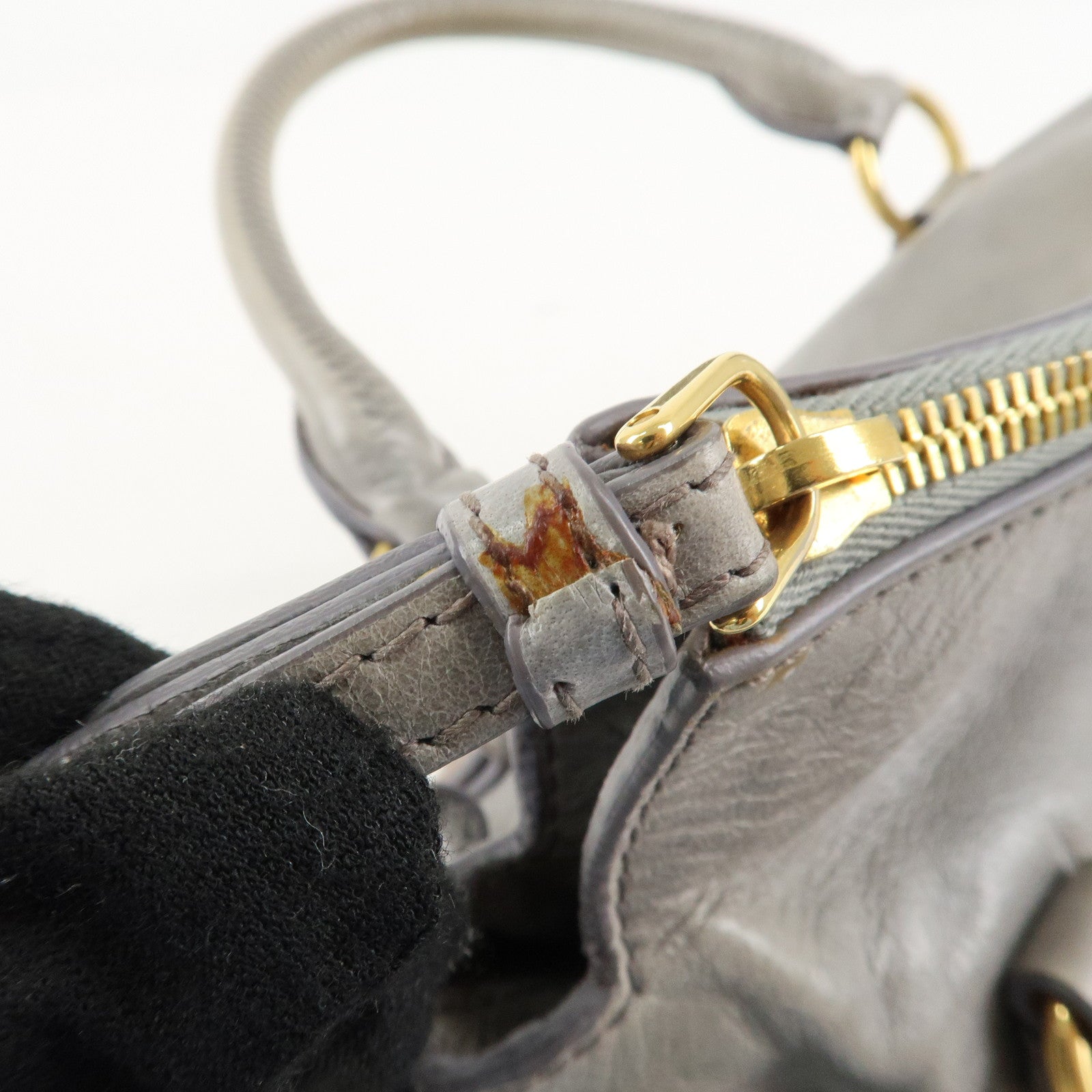 MIU MIU Leather 2Way Bag Hand Bag Shoulder Bag Light Blue Gold HDW Used