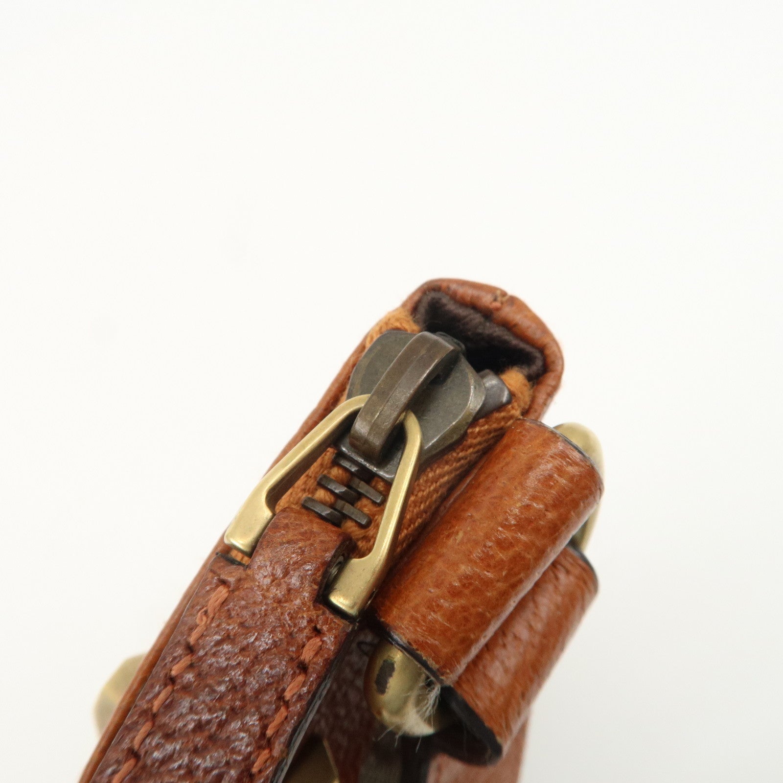 GUCCI GG Canvas Leather Shoulder Bag Brown 120893 Used