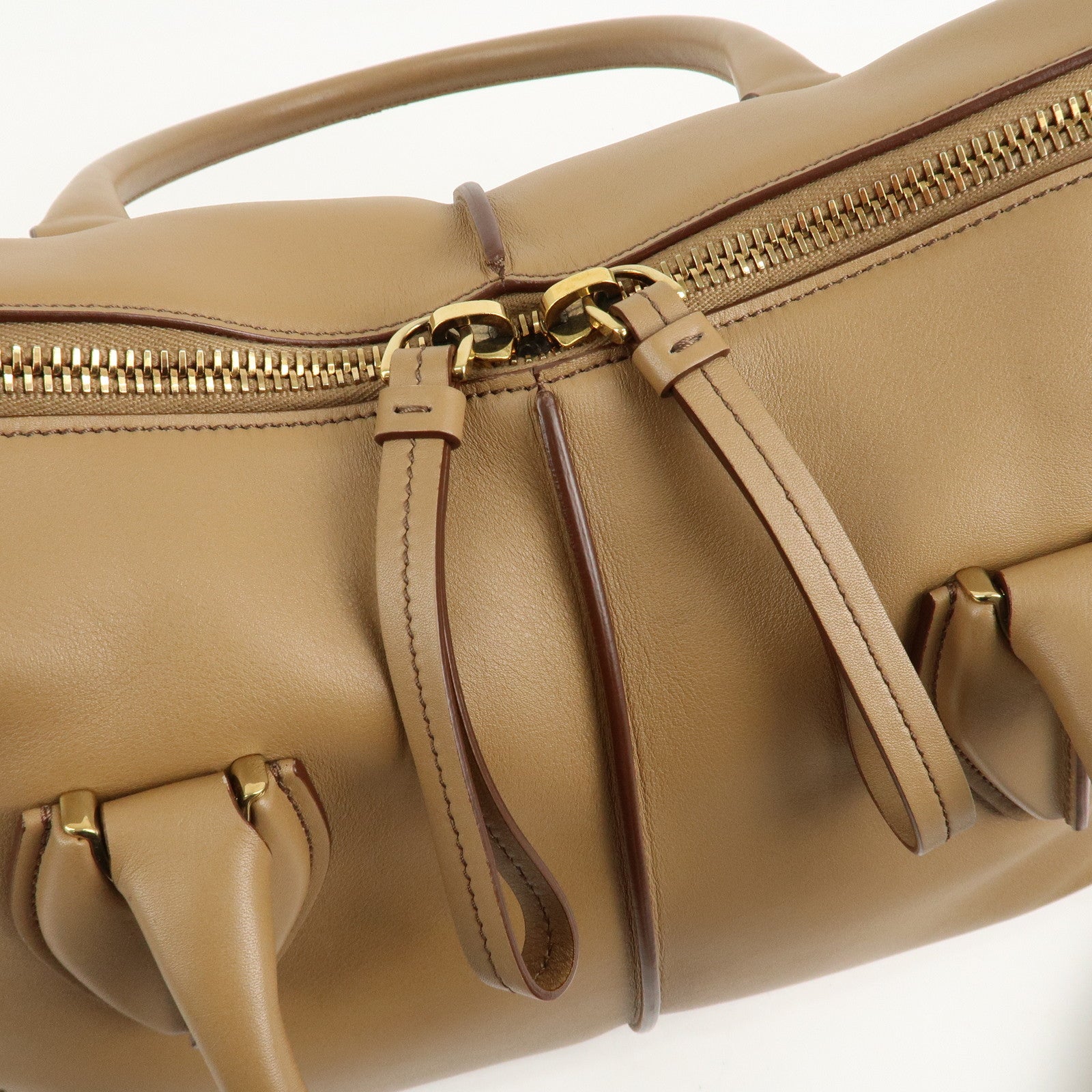 TOD'S D Styling Leather 2Way Shoulder Bag Hand Bag Beige Used