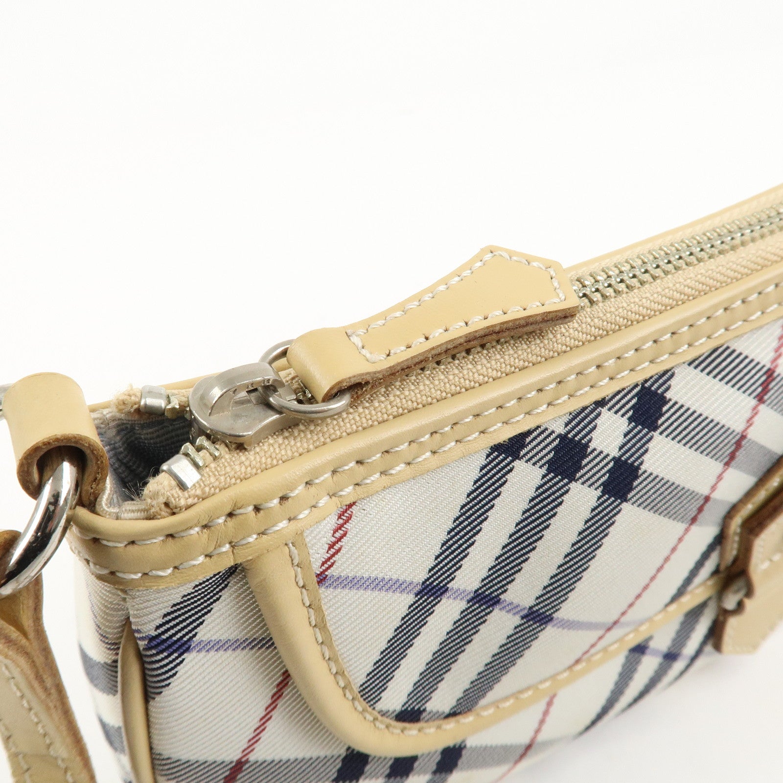 BURBERRY London Canvas Leather Nova Plaid Shoulder Bag Beige Ivory Used