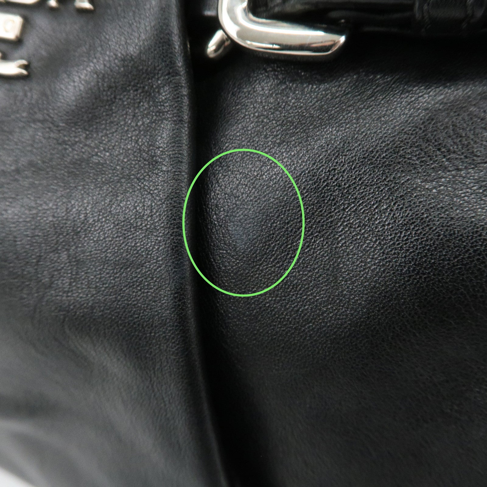 PRADA Soft Calf Leather Shoulder Bag Black BR3795 Used