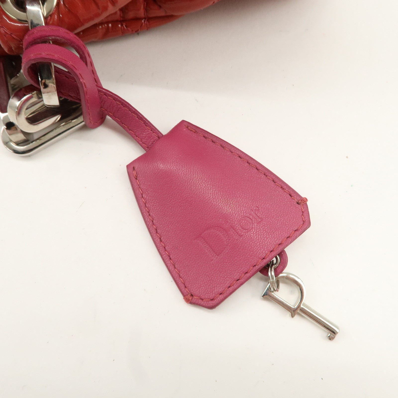 Christian Dior Cannage Patent Leather Chain Shoulder Bag Used