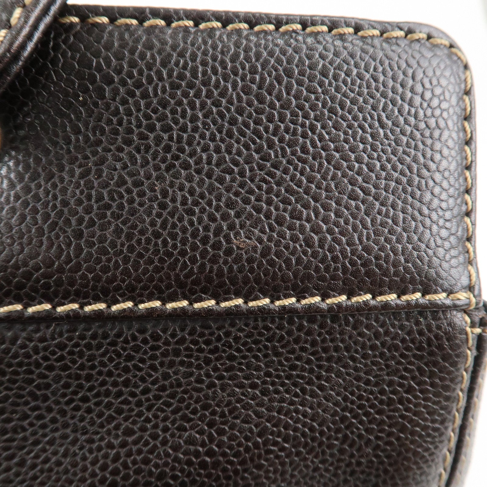 CHANEL COCO Mark Caviar Skin Hand Bag Tote Bag Brown Used