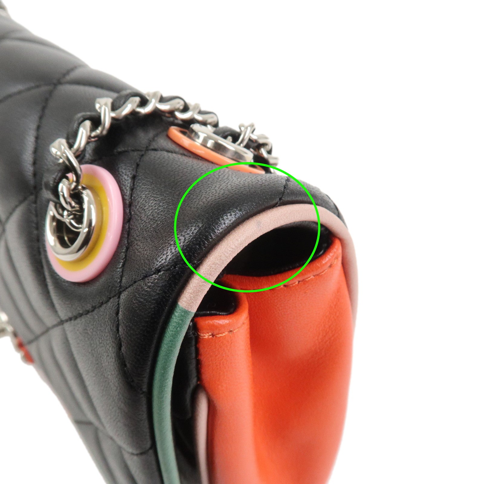 CHANEL Matelasse COCO Mark Lamb Skin Shoulder Bag Multicolor A93691