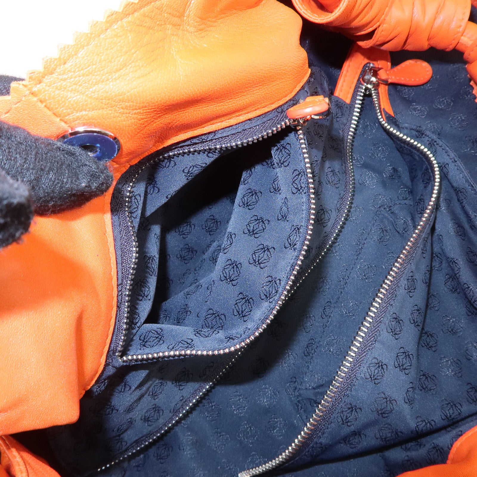 LOEWE Anagram Leather Nappa Aire Hand Shoulder Bag Orange Used