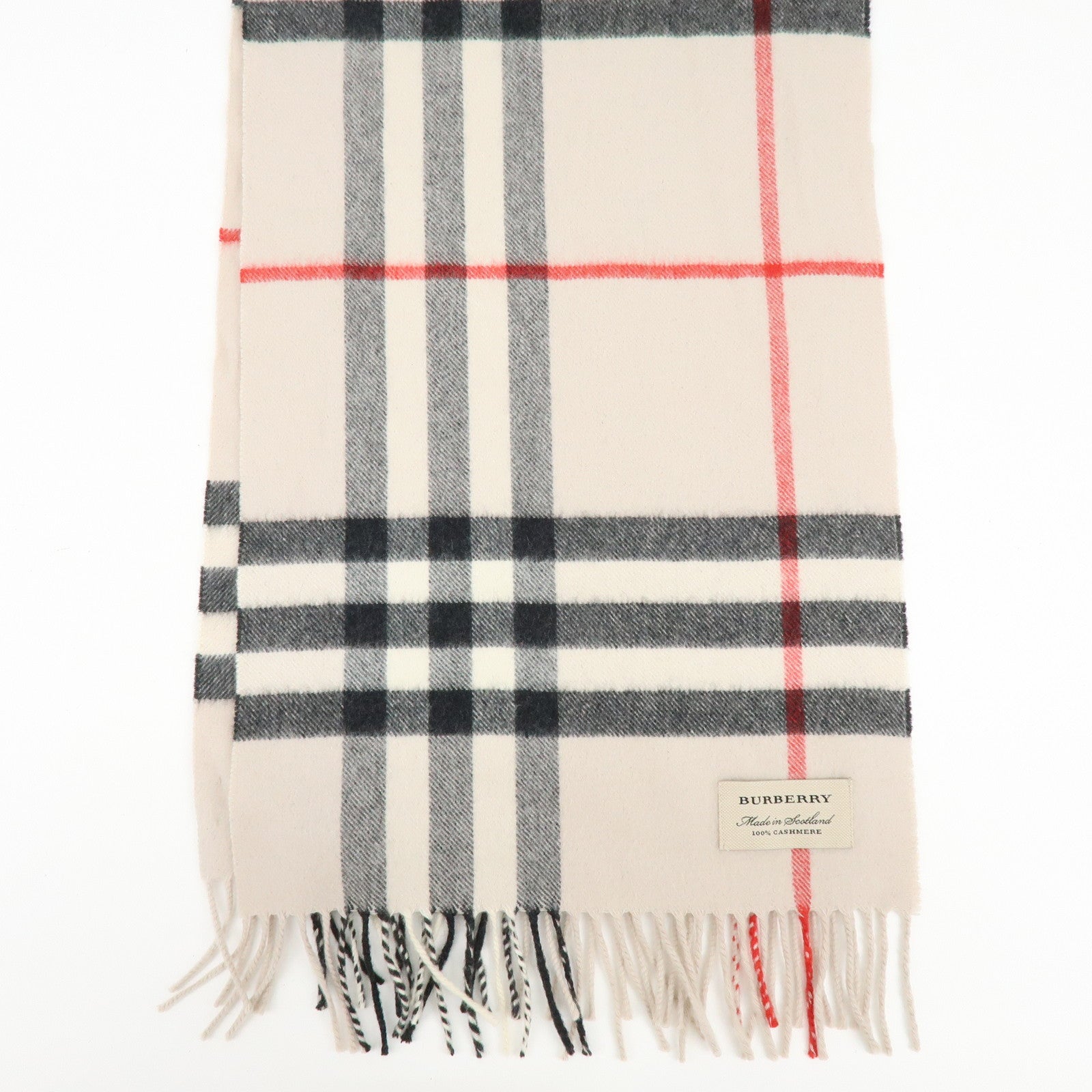 BURBERRY Plaid Cashmere 100% Scarf Nova Plaid Beige Black Red