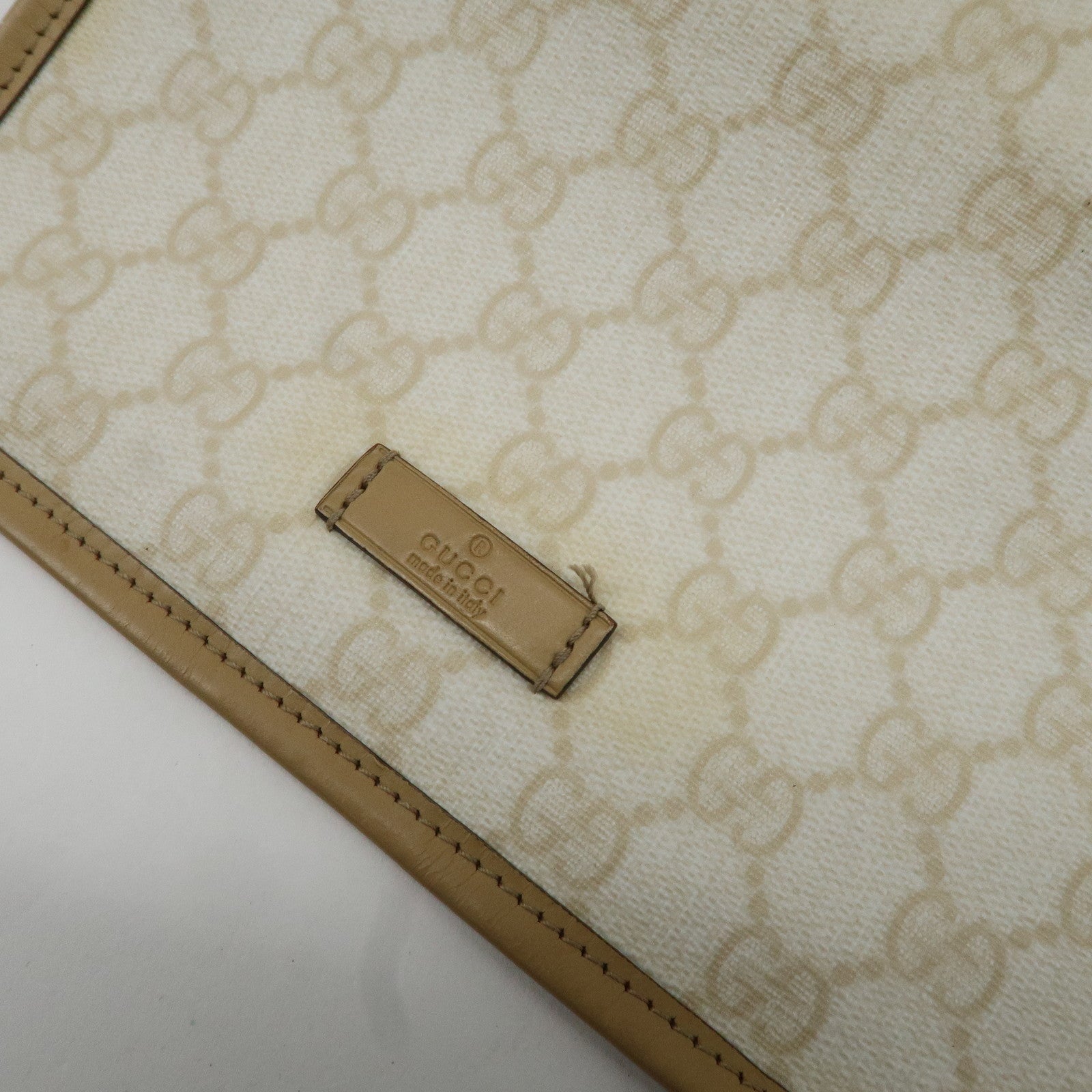 GUCCI GG Supreme Leather Shoulder Bag Ivory Light Brown 223666 Used